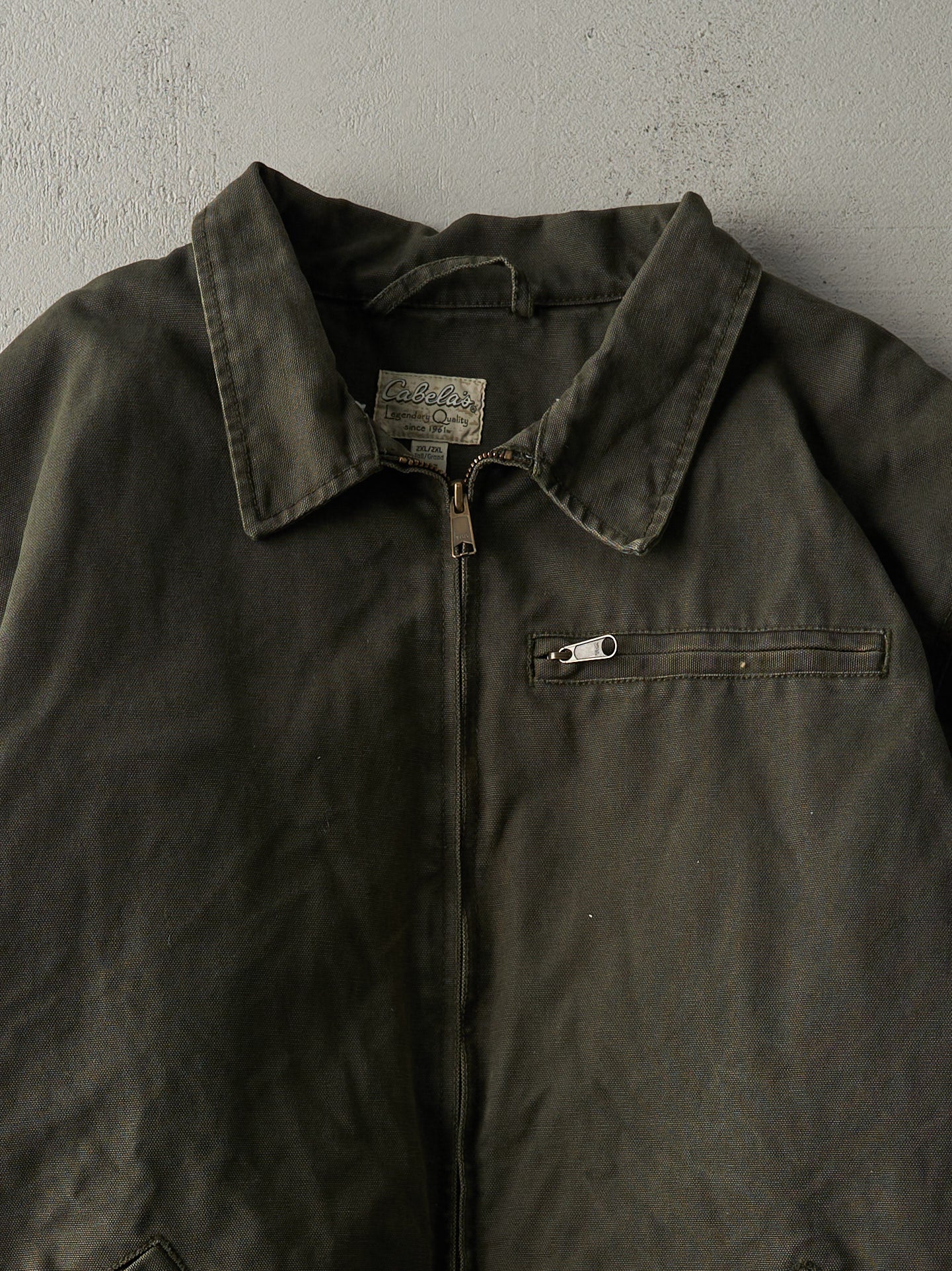 Vintage Y2K Green Embroidered Cabela's Sherpa Lined Workwear Jacket (L)