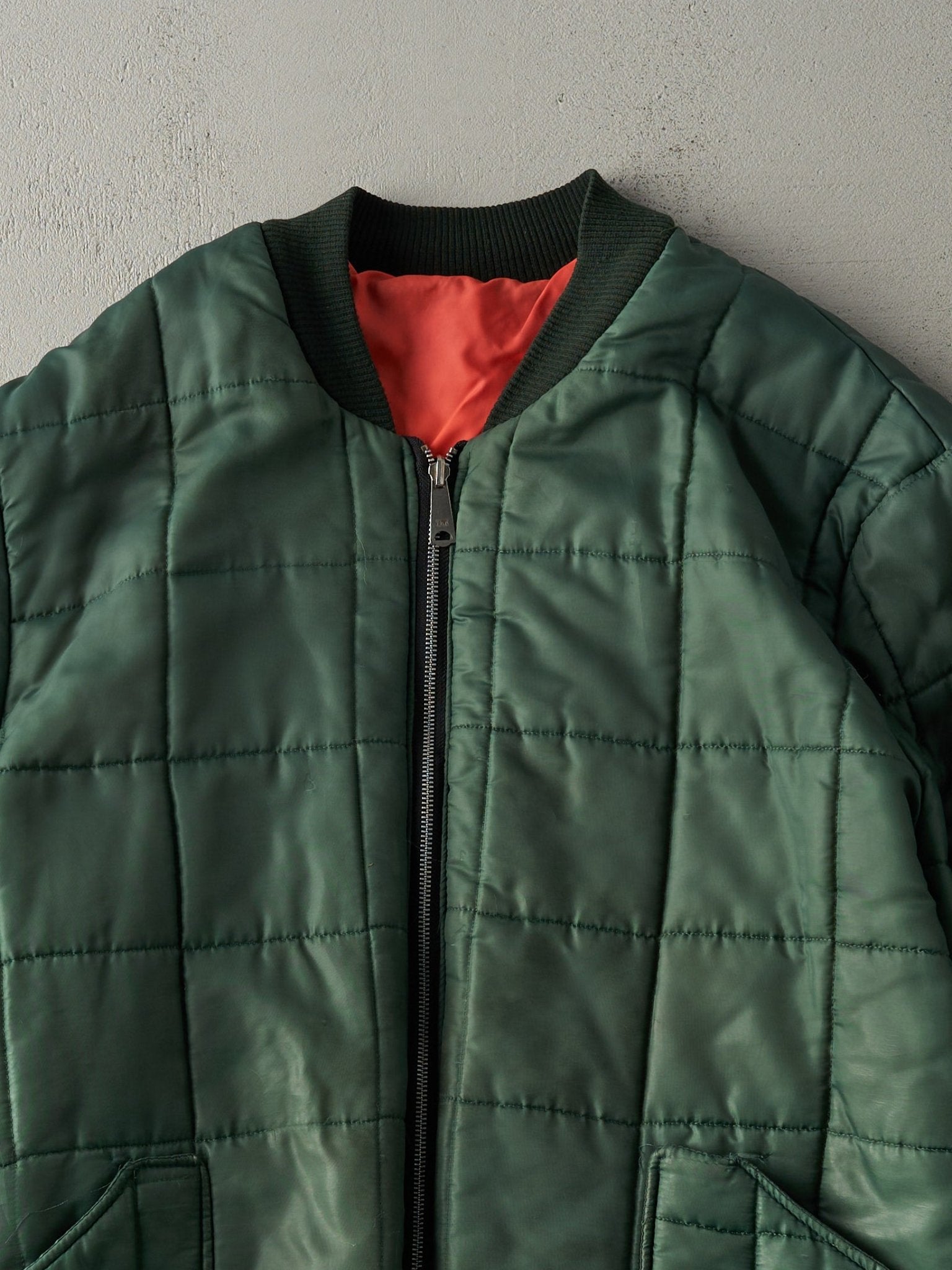 Vintage 90s Green & Orange Reversible Flight Bomber Jacket (XXL)