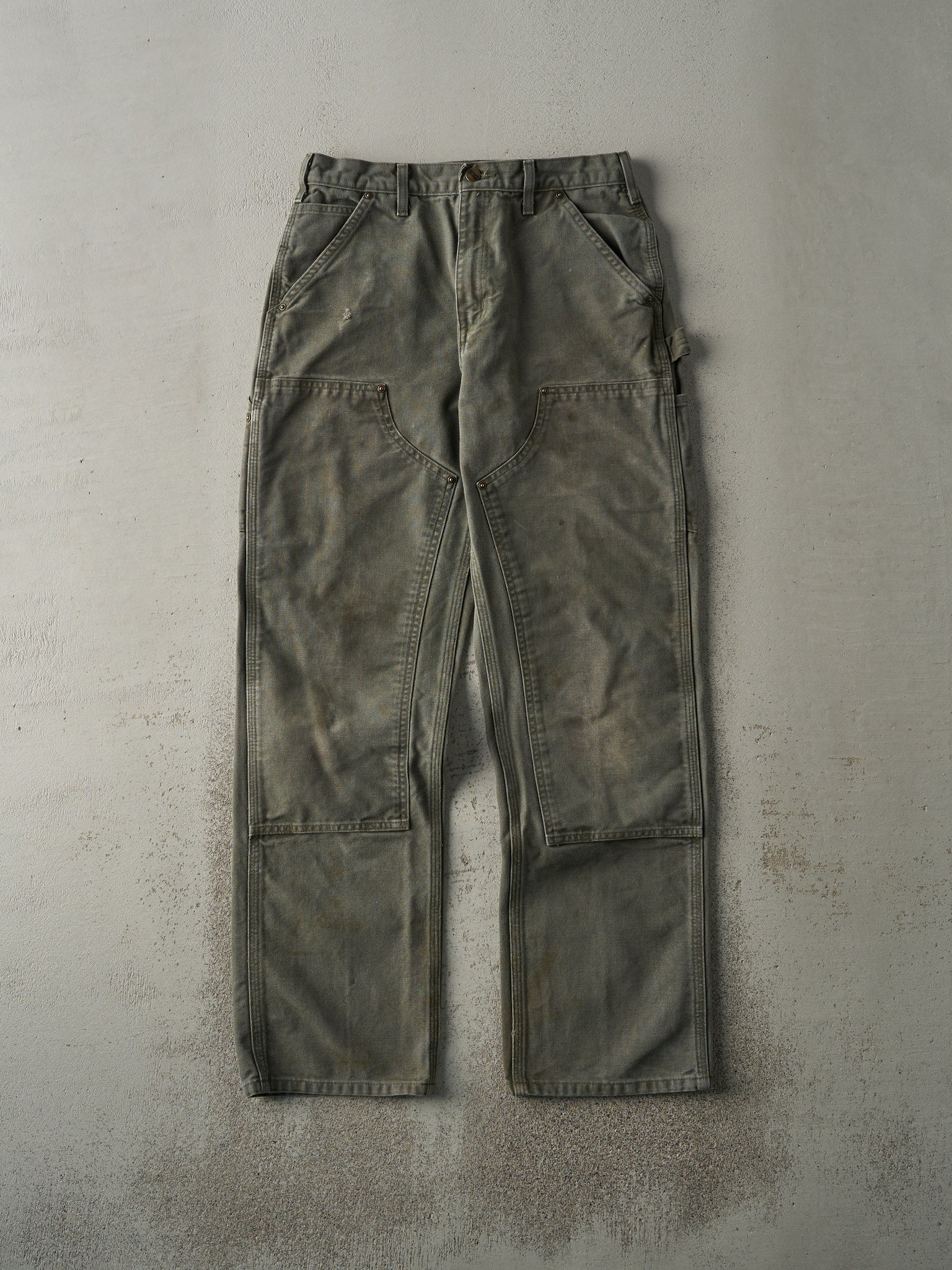 Vintage 90s Green Dungaree Fit Carhartt Double Knee Carpenter Pants (29.5x32)