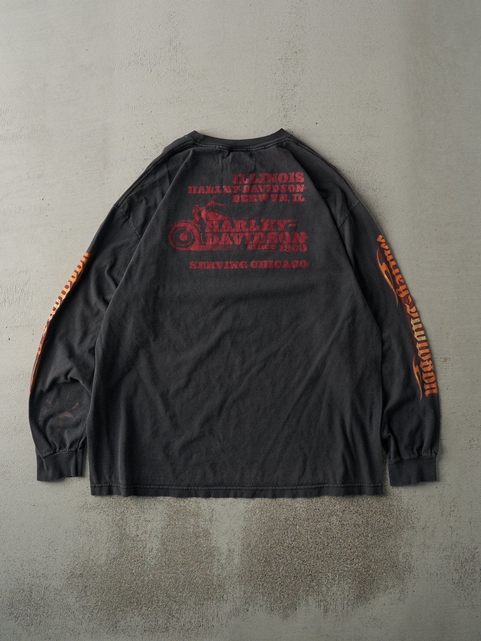 Vintage 09' Faded Black Berwyn Illinois Harley Davidson Long Sleeve (L)
