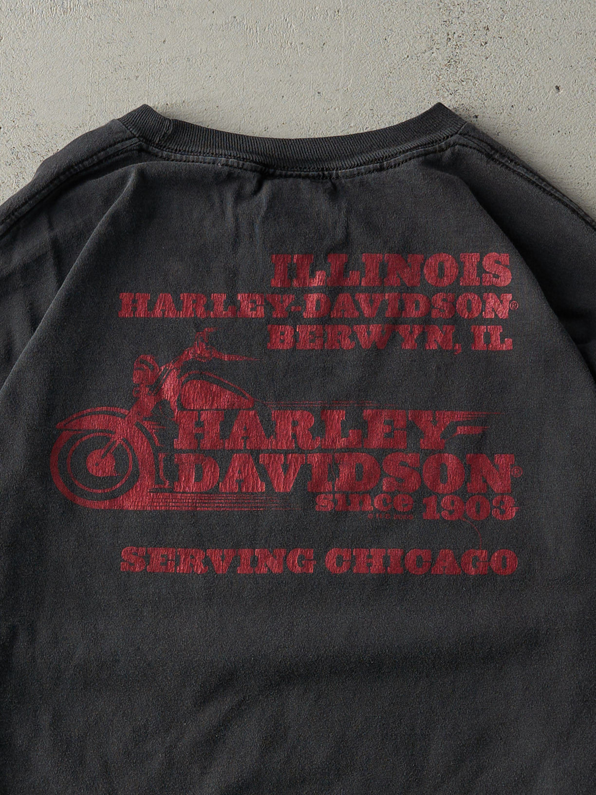 Vintage 09' Faded Black Berwyn Illinois Harley Davidson Long Sleeve (L)