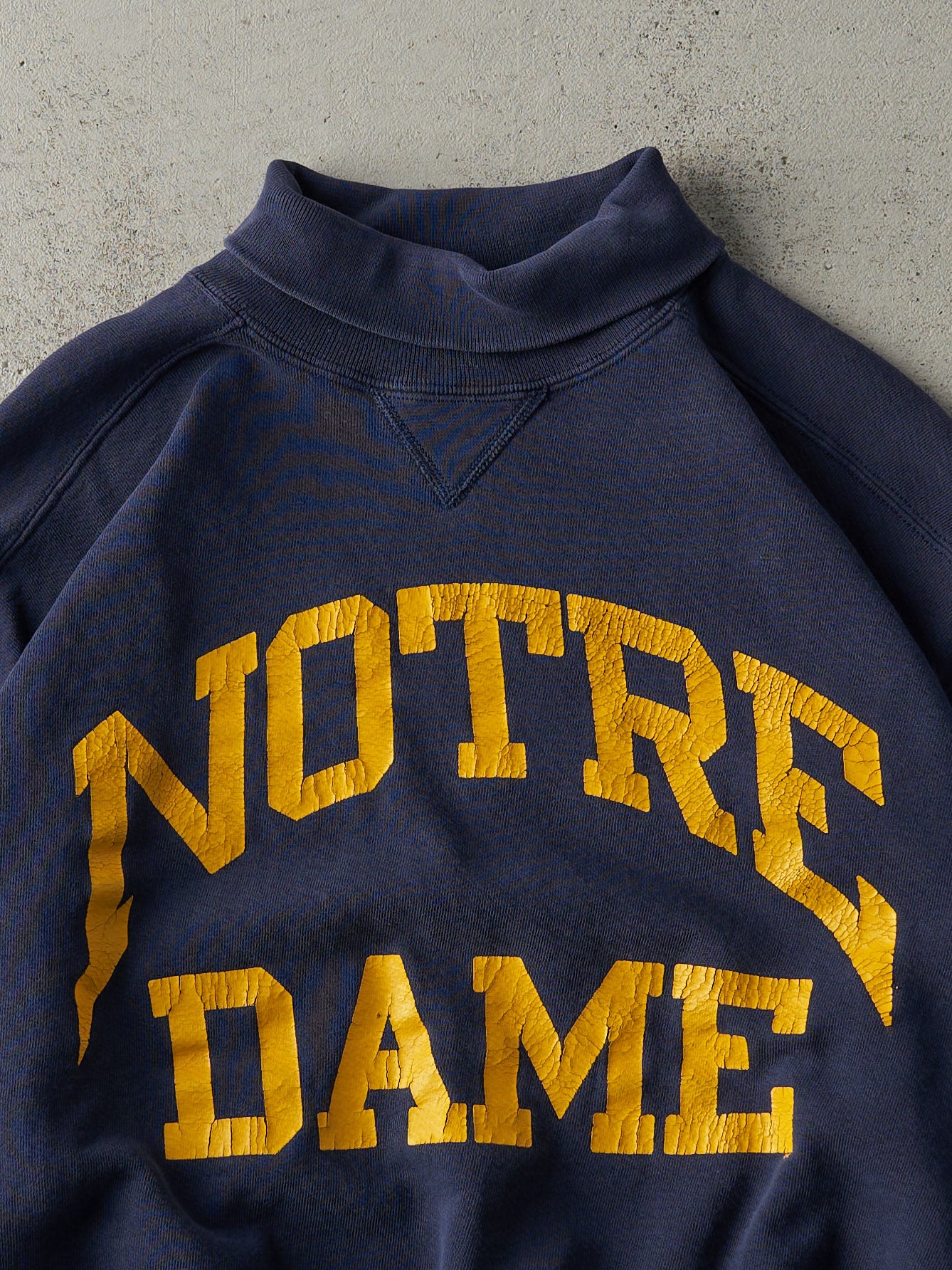 Vintage 90s Navy Blue Notre Dame Russell Athletic Turtle Neck Boxy Sweater (M)