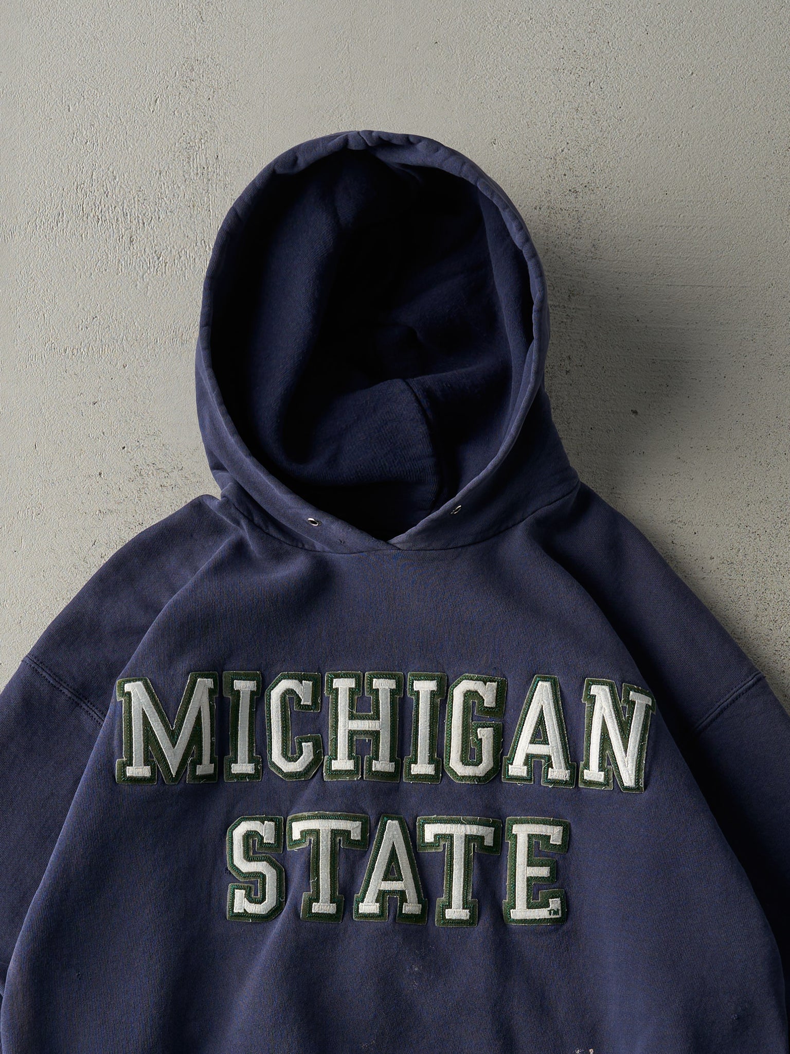 Vintage 90s Navy Blue Michigan State Hoodie (L)