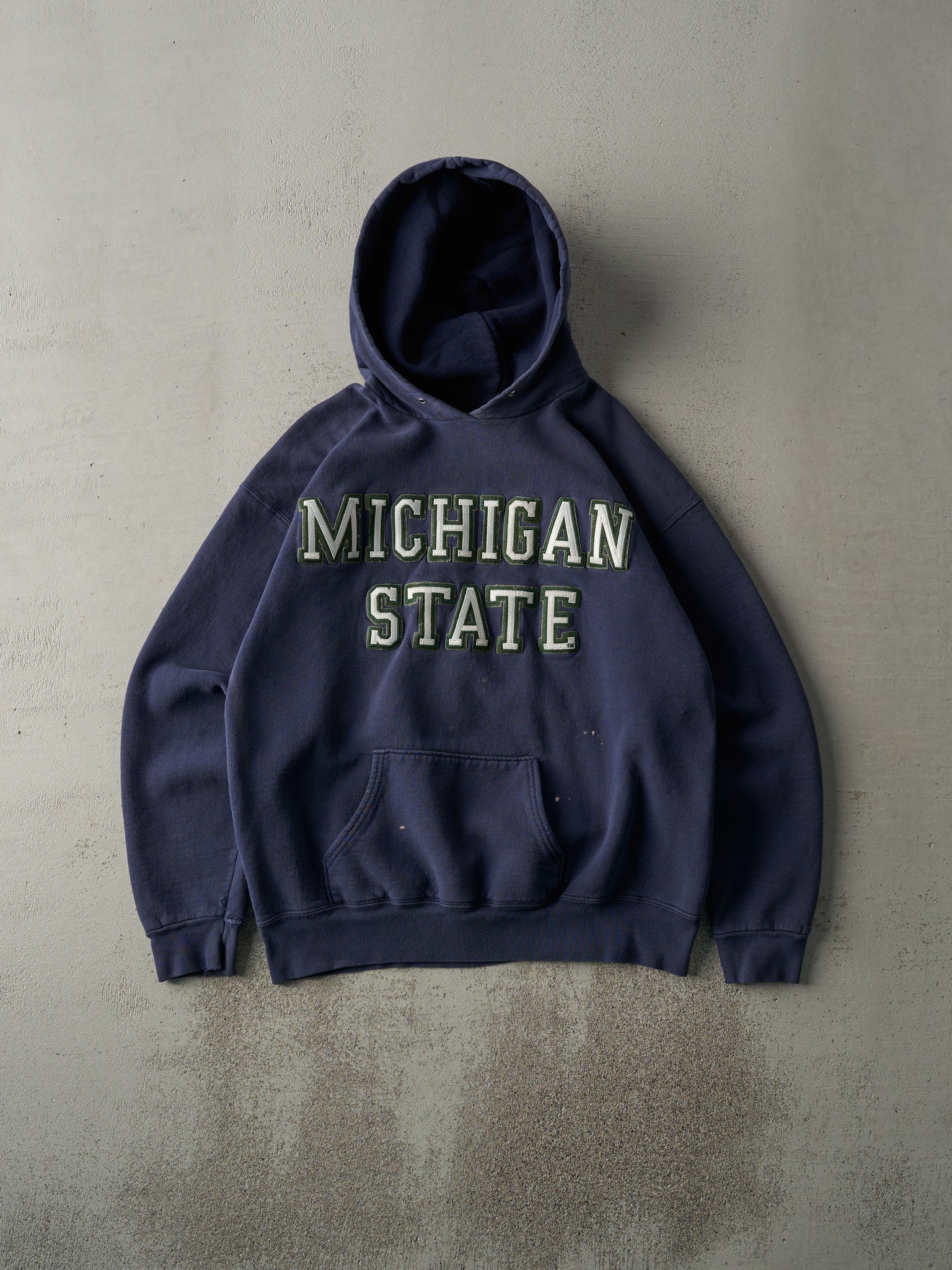 Vintage 90s Navy Blue Michigan State Hoodie (L)