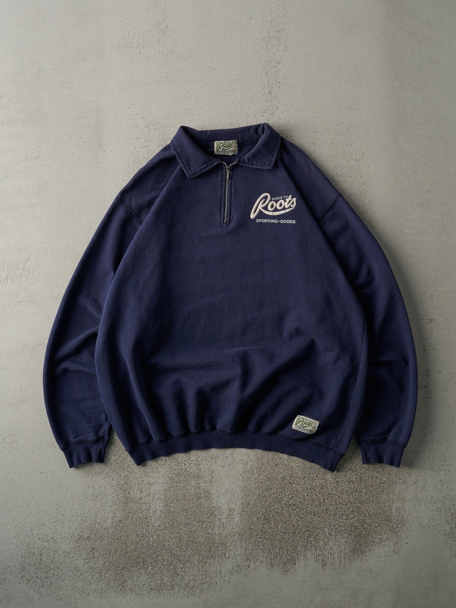 Vintage 90s Navy Blue Navy Quarter Zip Sweatshirt (L)
