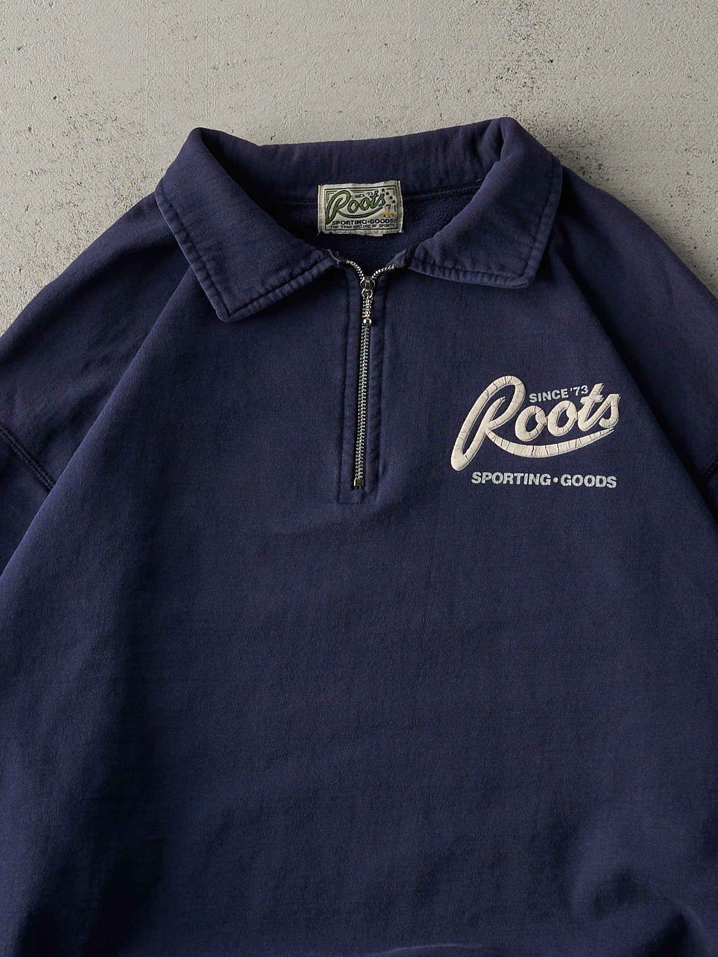 Vintage 90s Navy Blue Navy Quarter Zip Sweatshirt (L)