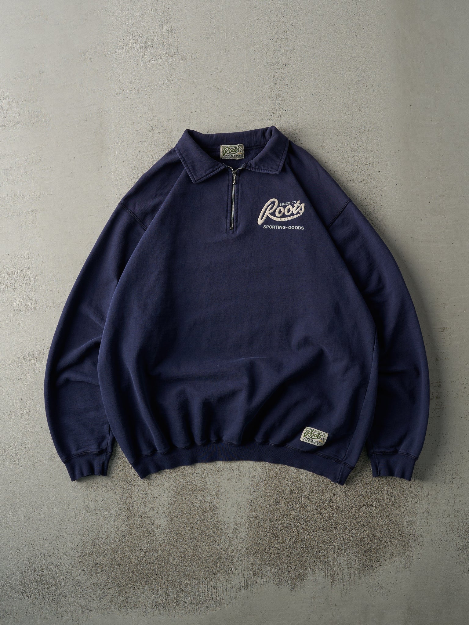 Vintage 90s Navy Blue Navy Quarter Zip Sweatshirt (L)