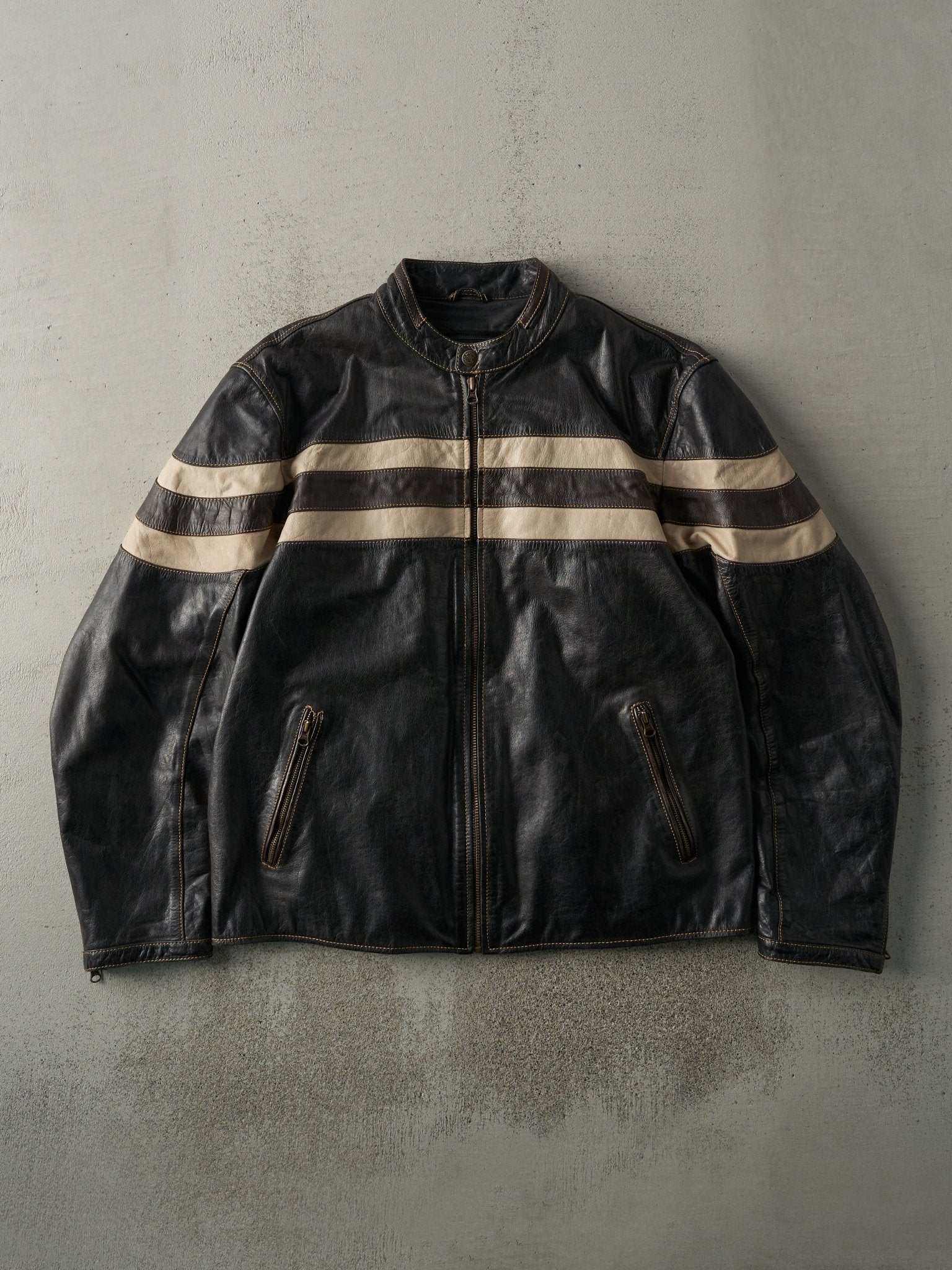 Vintage 90s Dark Brown Dimitri Montreal Leather Biker Jacket (L)