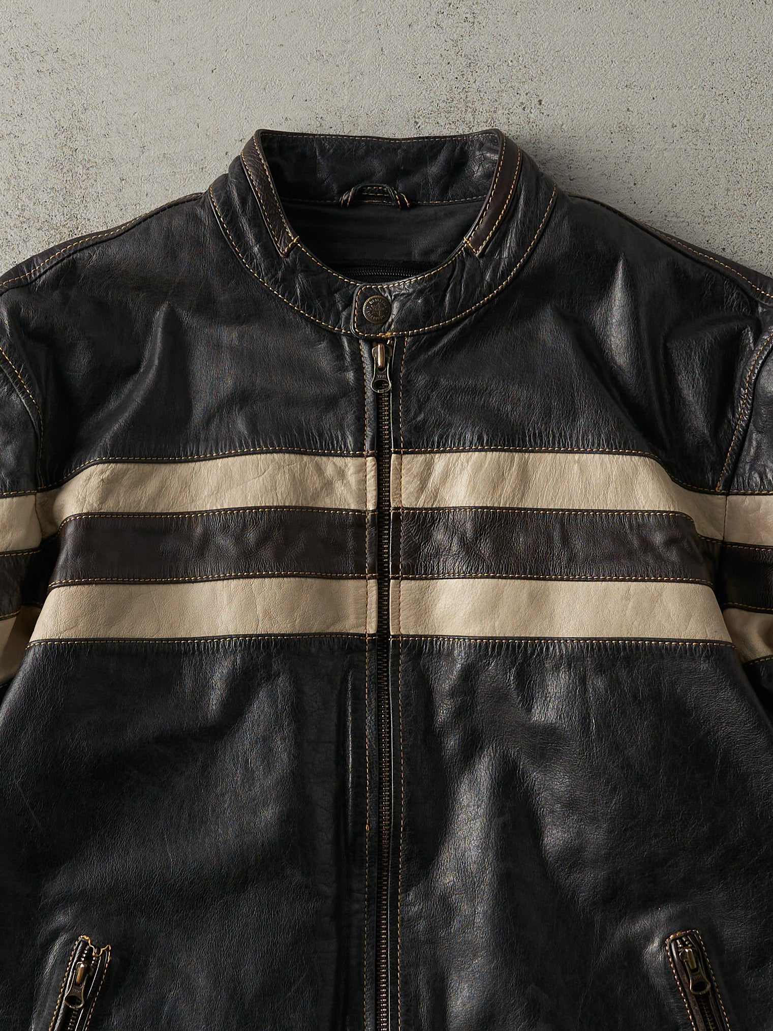 Vintage 90s Dark Brown Dimitri Montreal Leather Biker Jacket (L)