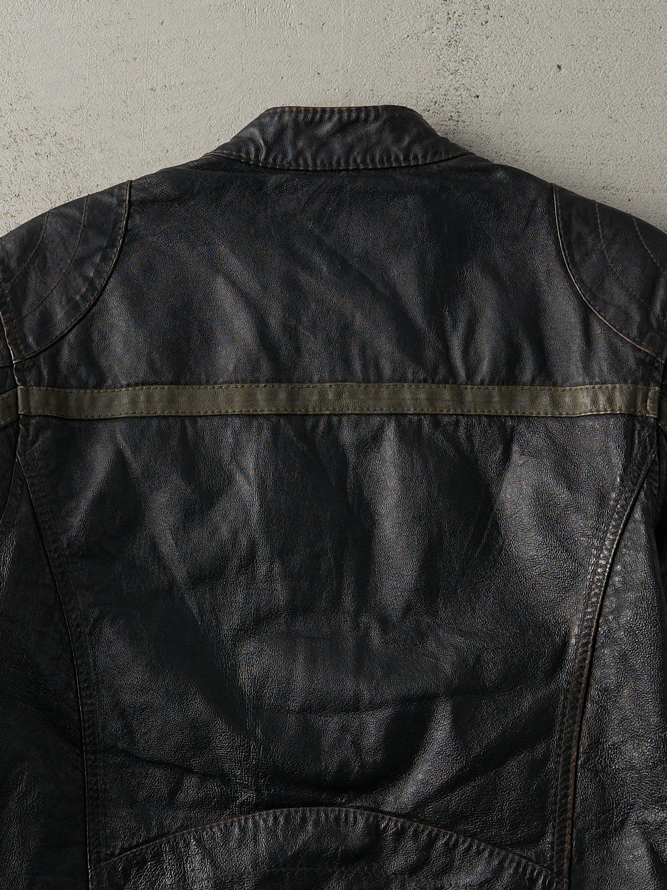 Vintage Y2K Black & Green Wilsons Leather Biker Jacket (XS/S)