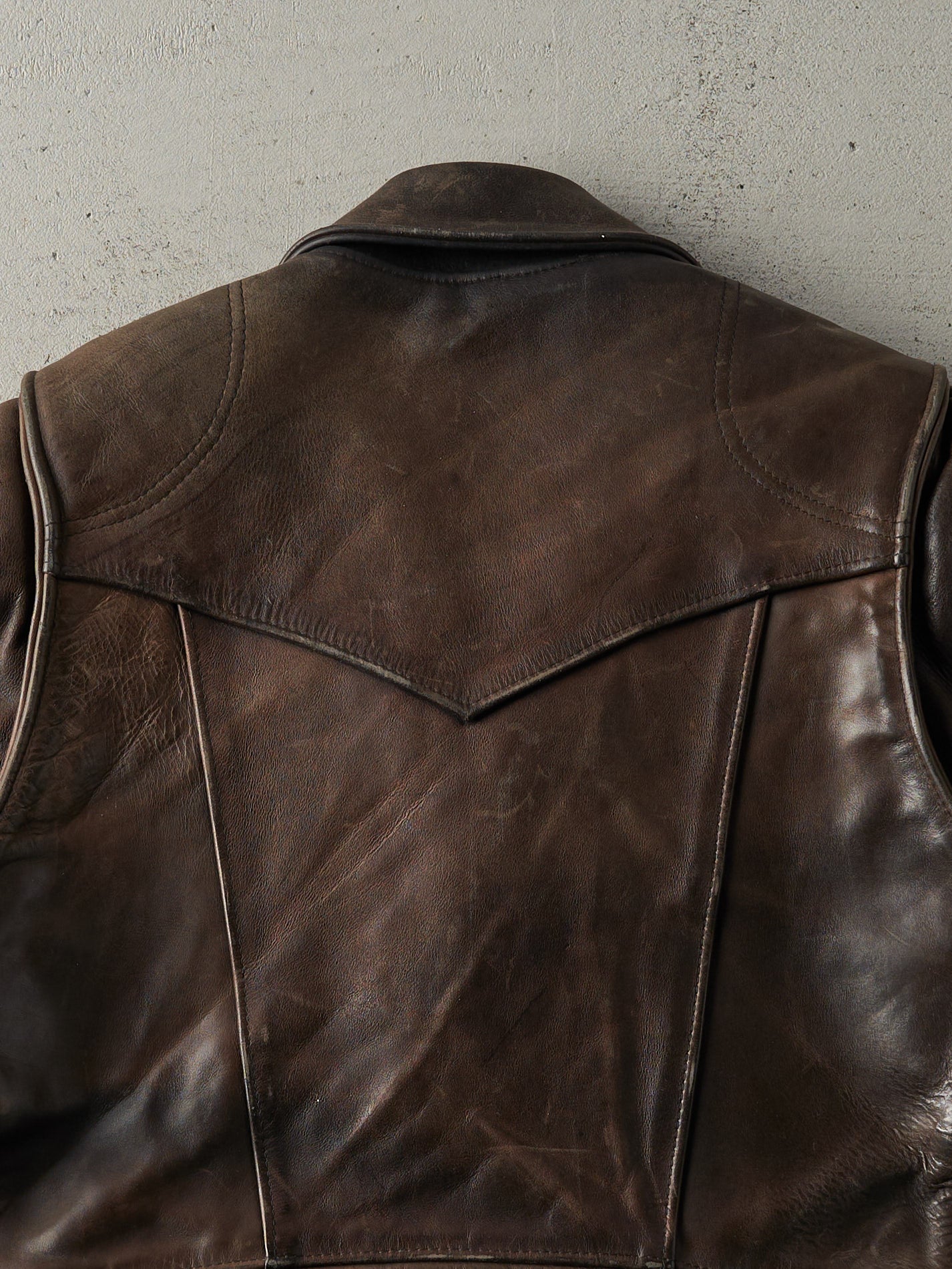 Vintage 80s Black & Brown Leather Biker Jacket (M)