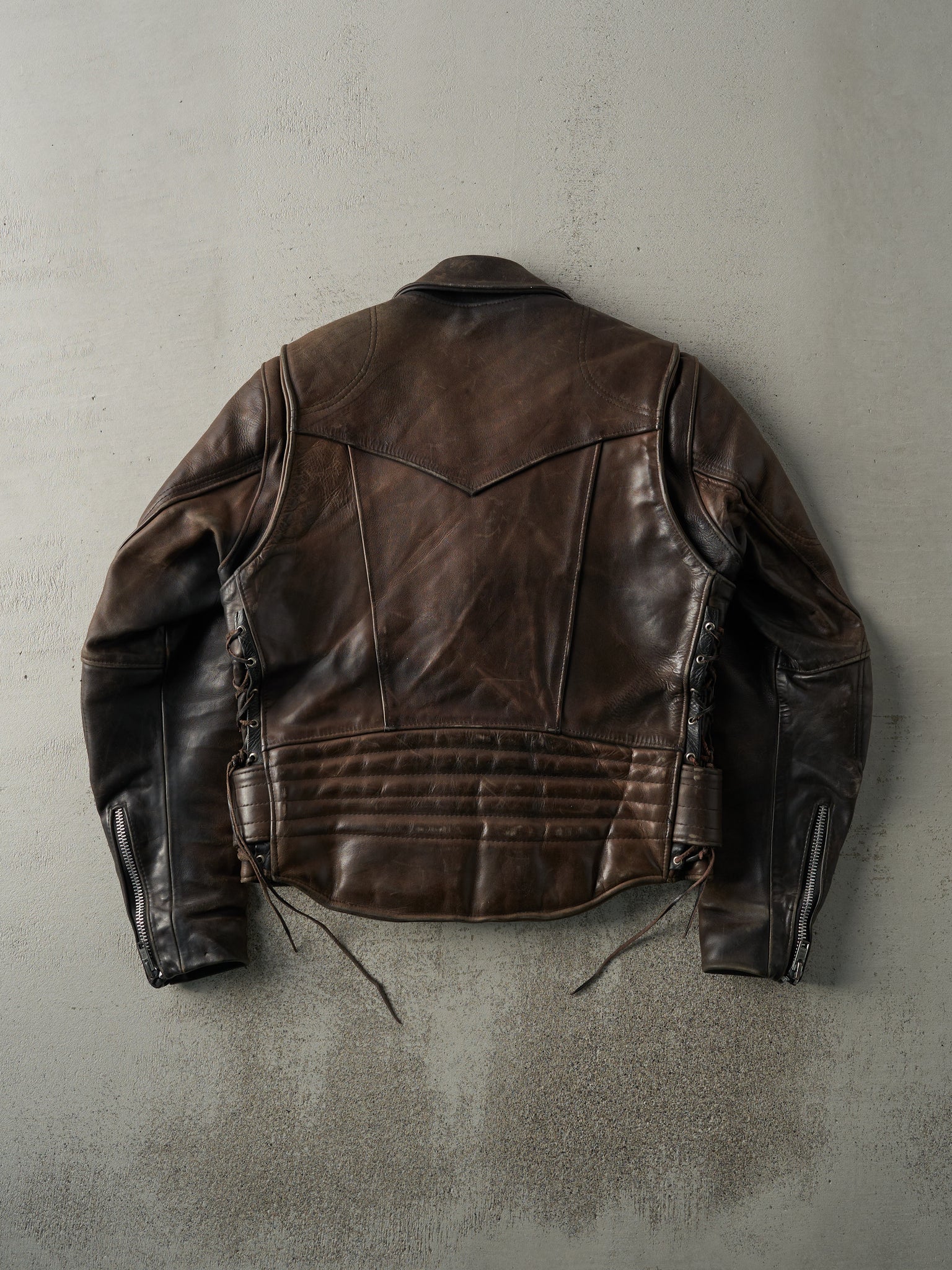 Vintage 80s Black & Brown Leather Biker Jacket (M)
