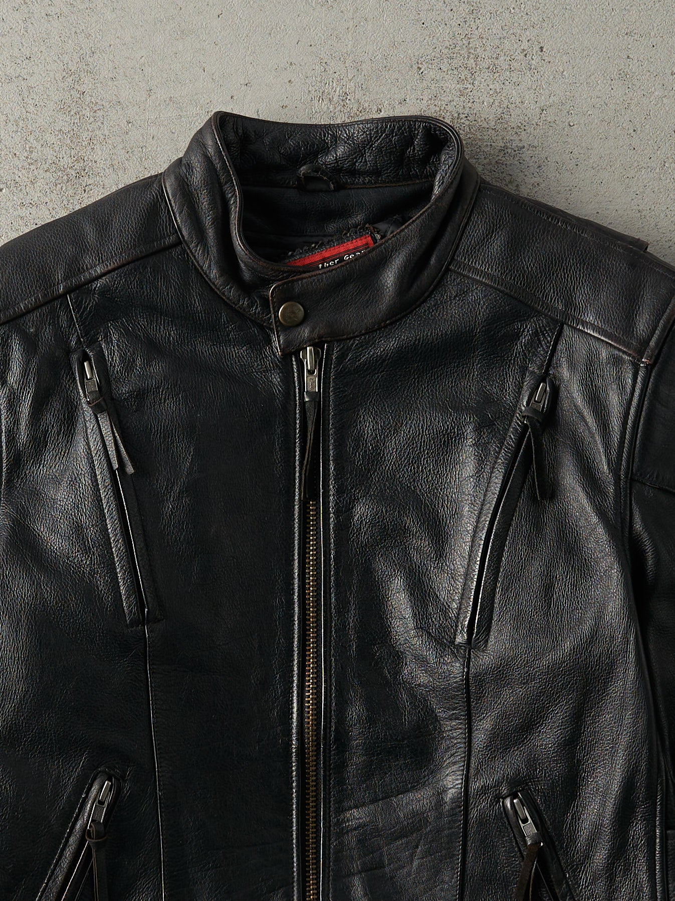 Vintage 90s Black First Leather Apparel Biker Jacket (S/M)