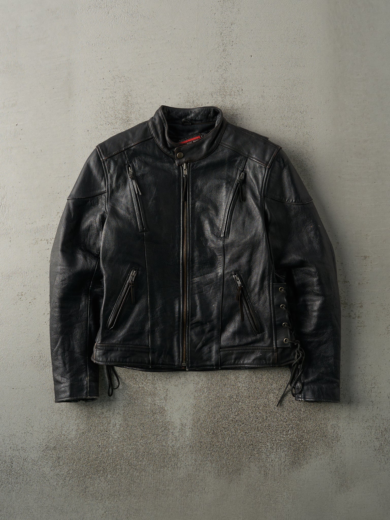 Vintage 90s Black First Leather Apparel Biker Jacket (S/M)