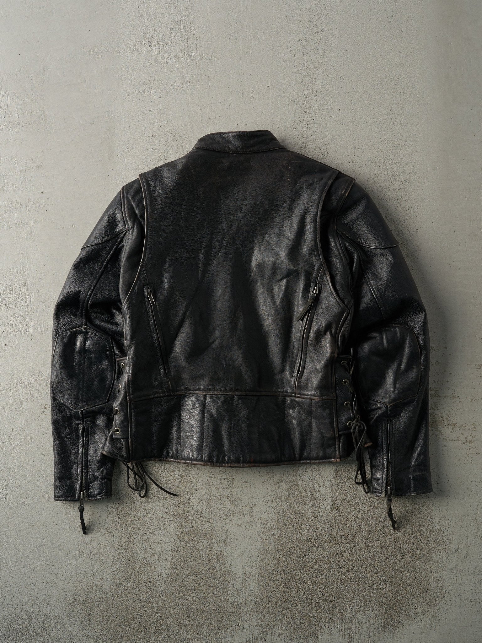 Vintage 90s Black First Leather Apparel Biker Jacket (S/M)