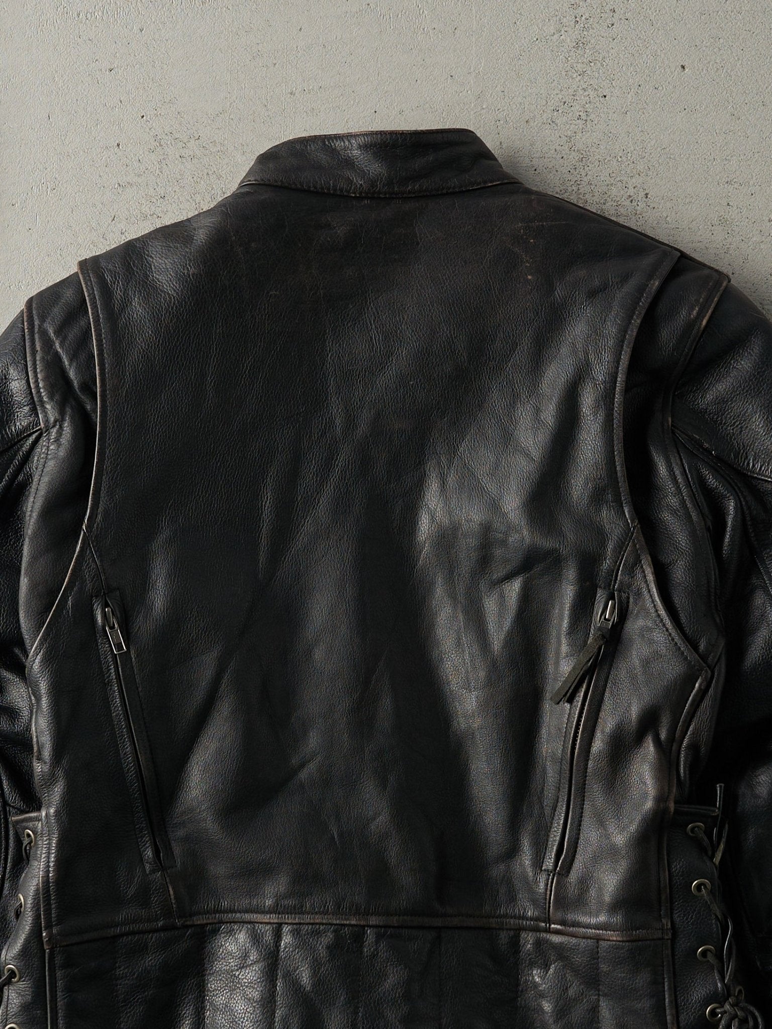 Vintage 90s Black First Leather Apparel Biker Jacket (S/M)