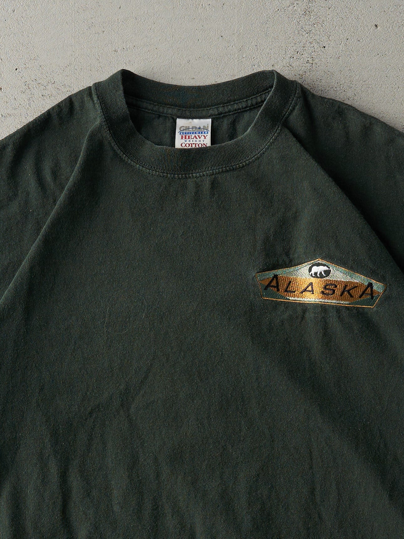 Vintage 90s Green Embroidered Alaska Boxy Tee (L)