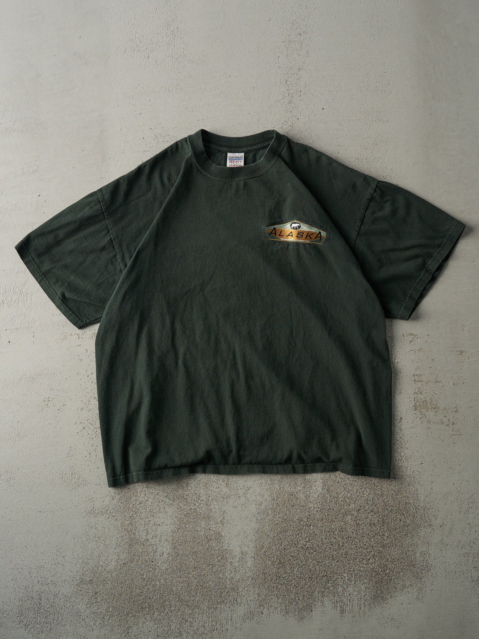 Vintage 90s Green Embroidered Alaska Boxy Tee (L)