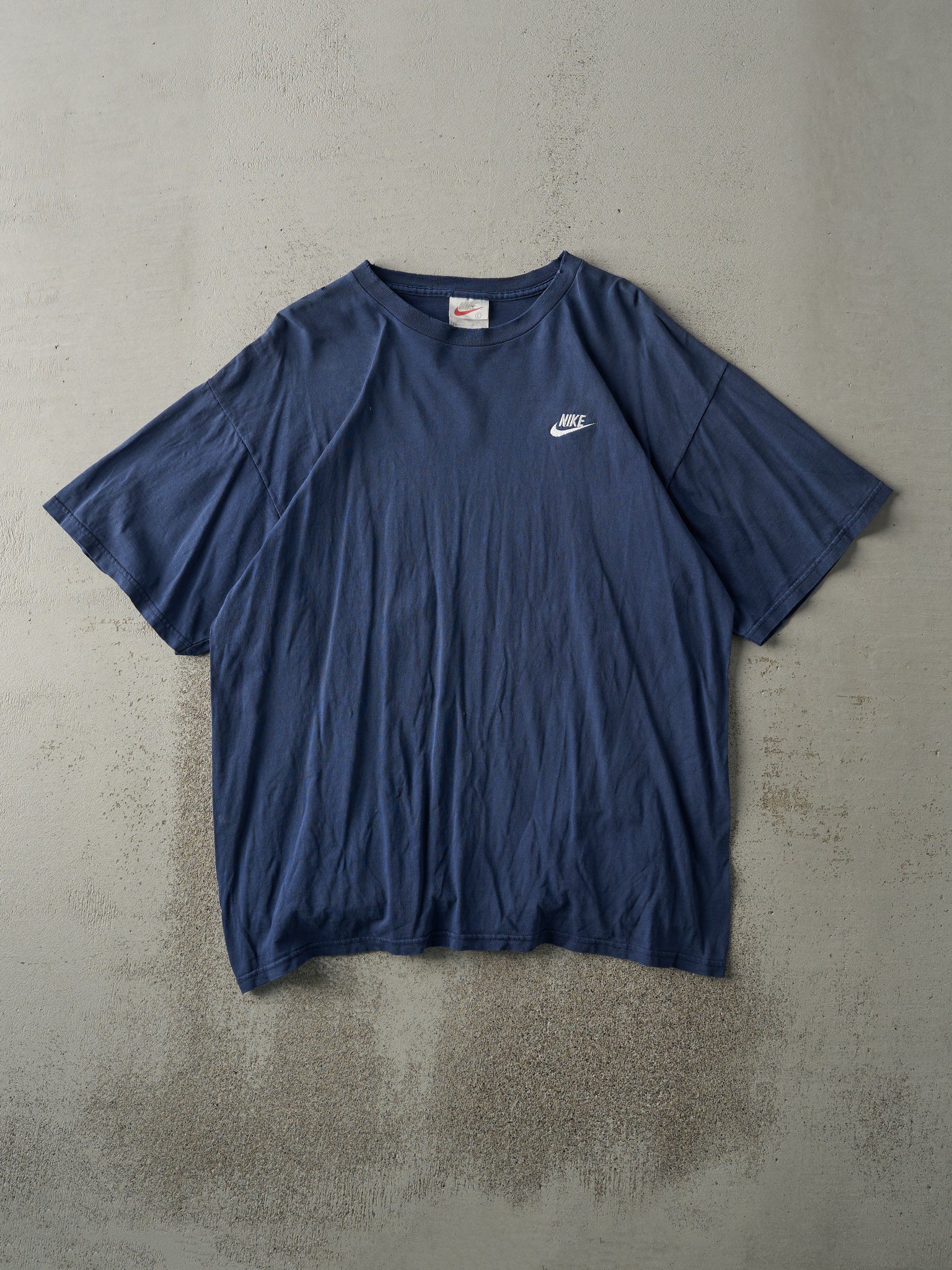 Vintage 90s Navy Blue Nike Embroidered Logo Tee (M)