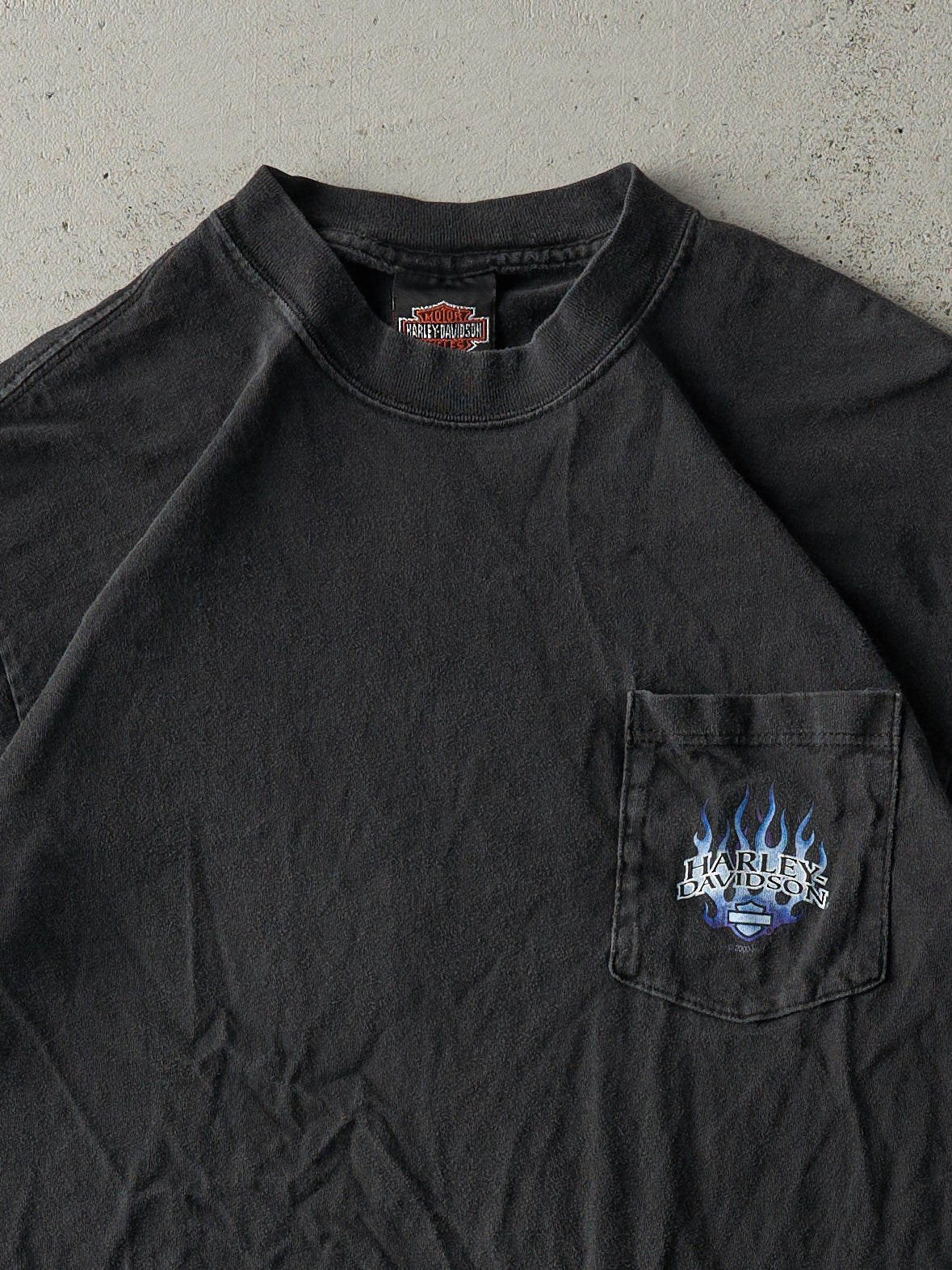 Vintage 00' Faded Black York PA Harley Davidson Pocket Tee (S)
