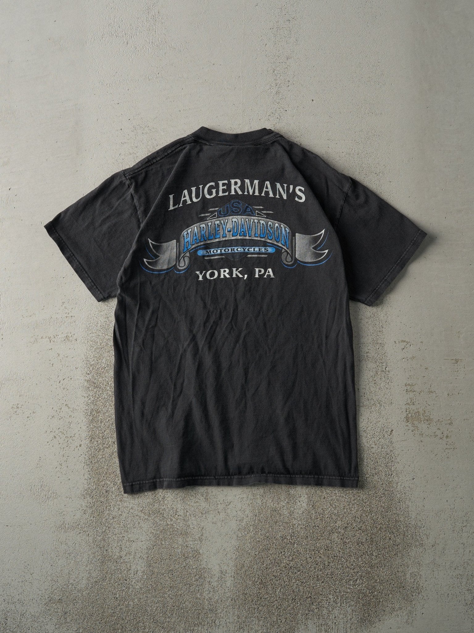 Vintage 00' Faded Black York PA Harley Davidson Pocket Tee (S)