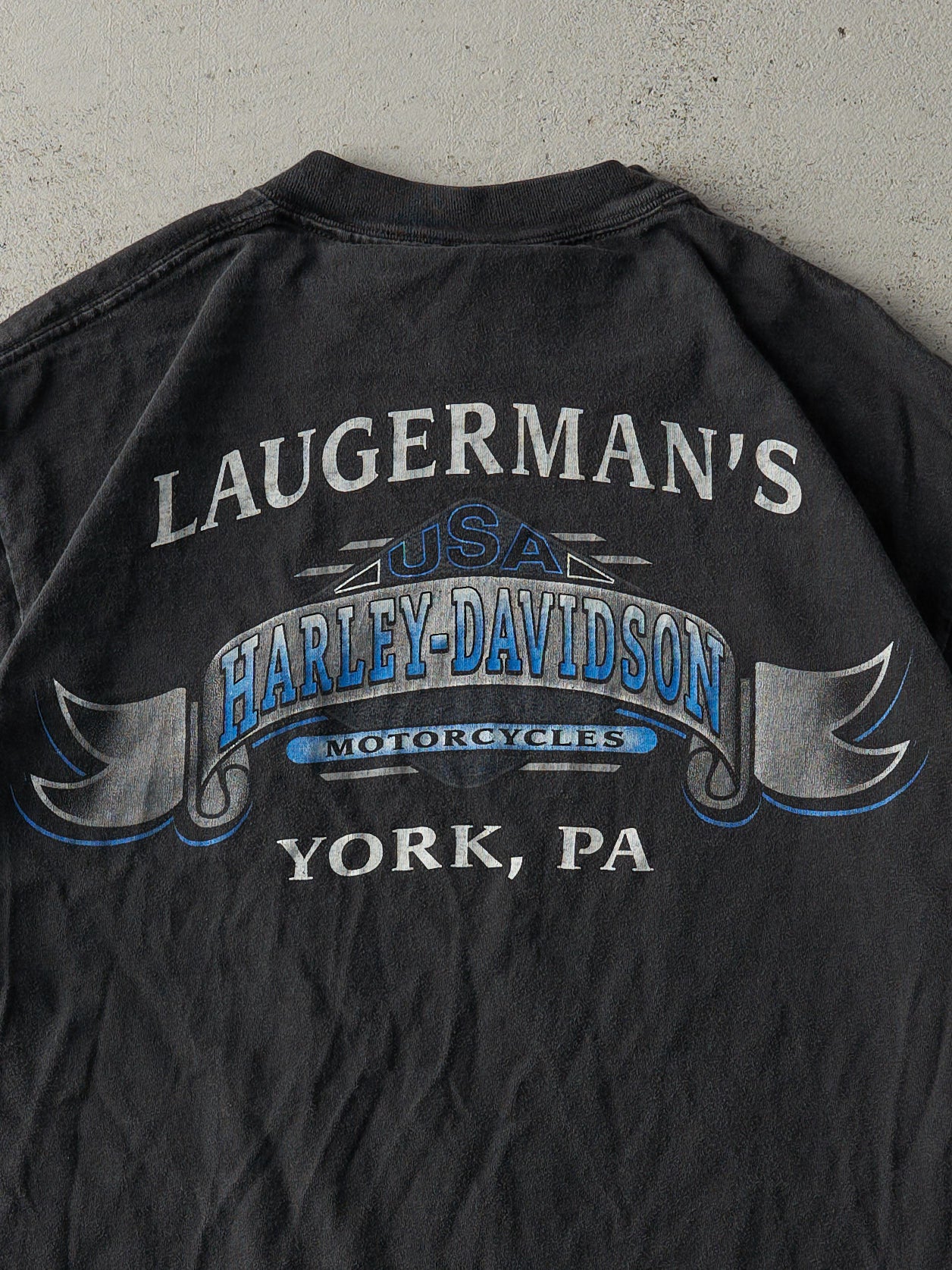 Vintage 00' Faded Black York PA Harley Davidson Pocket Tee (S)