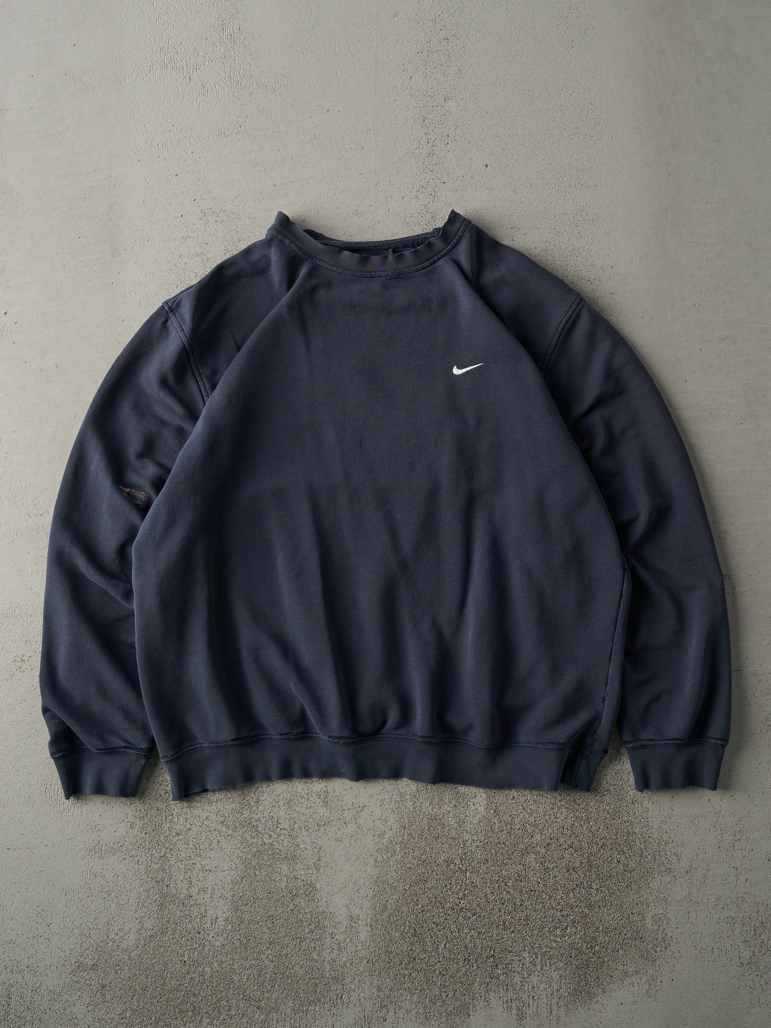 Vintage Y2K Navy Blue Embroidered Nike Light Weight Crewneck (L)