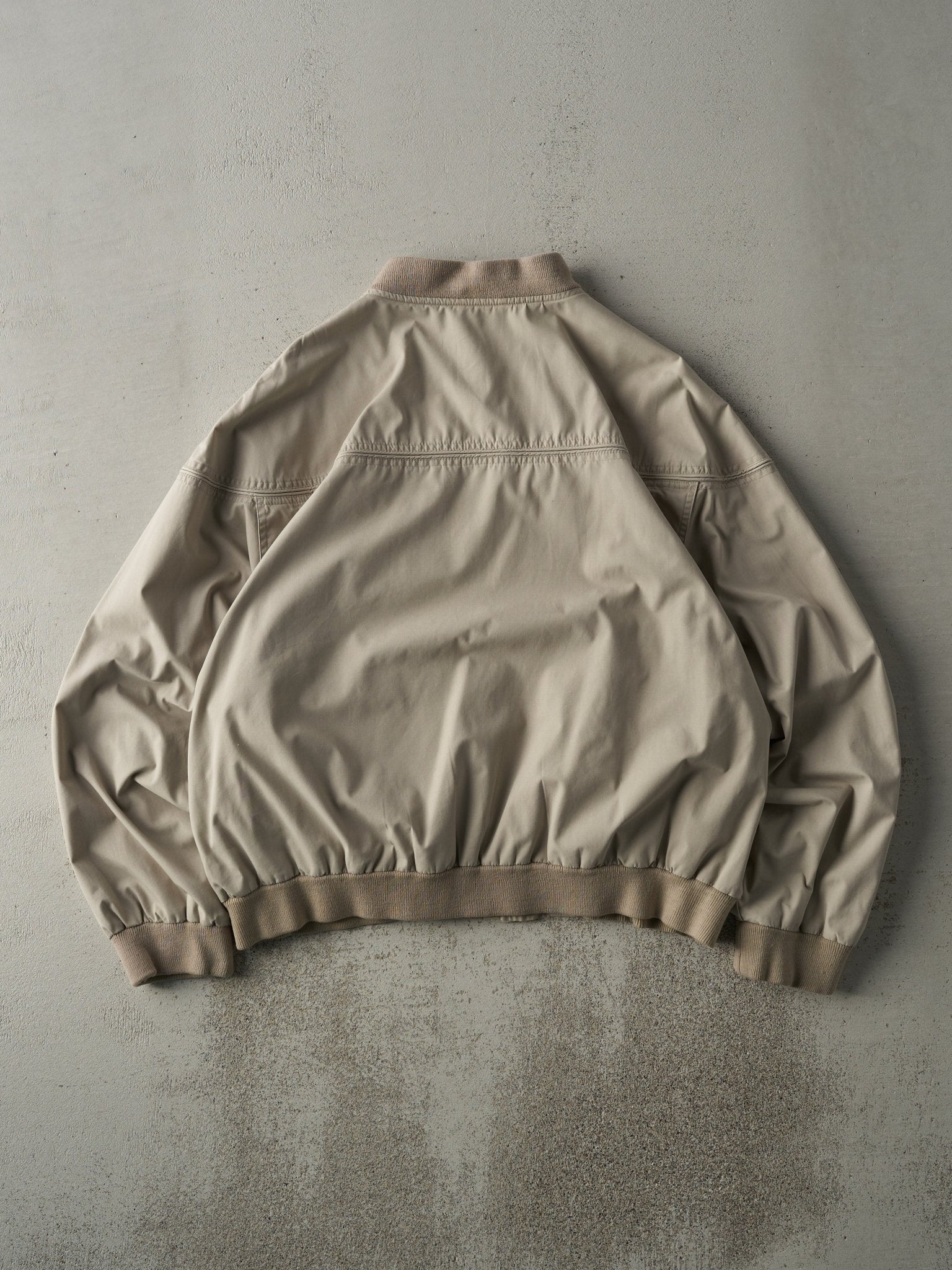 Vintage 80s Beige Boxy Harrington Bomber Jacket (L)