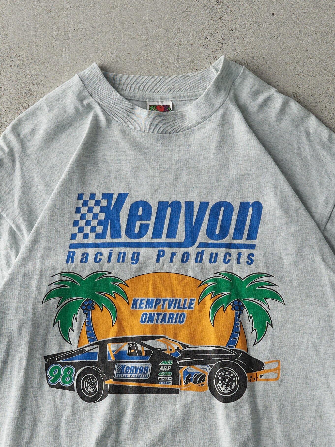 Vintage 90s Heather Grey Kenyon Racing Products Single Stitch Tee (M)