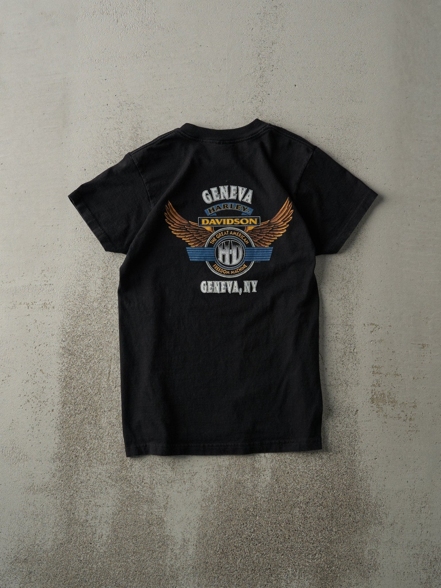 Vintage 95' Black Geneva New York Harley Davidson Tee (XS)
