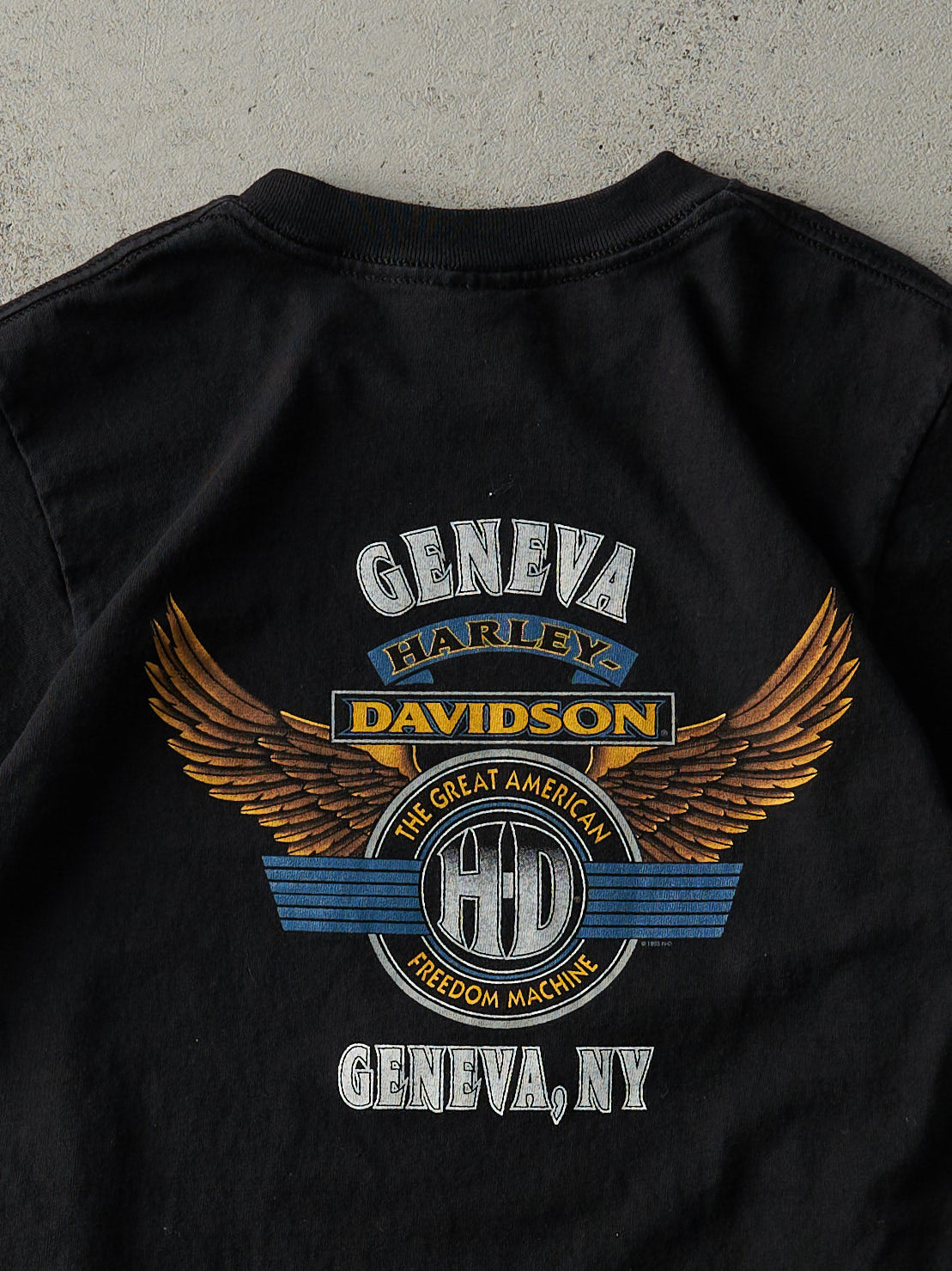 Vintage 95' Black Geneva New York Harley Davidson Tee (XS)