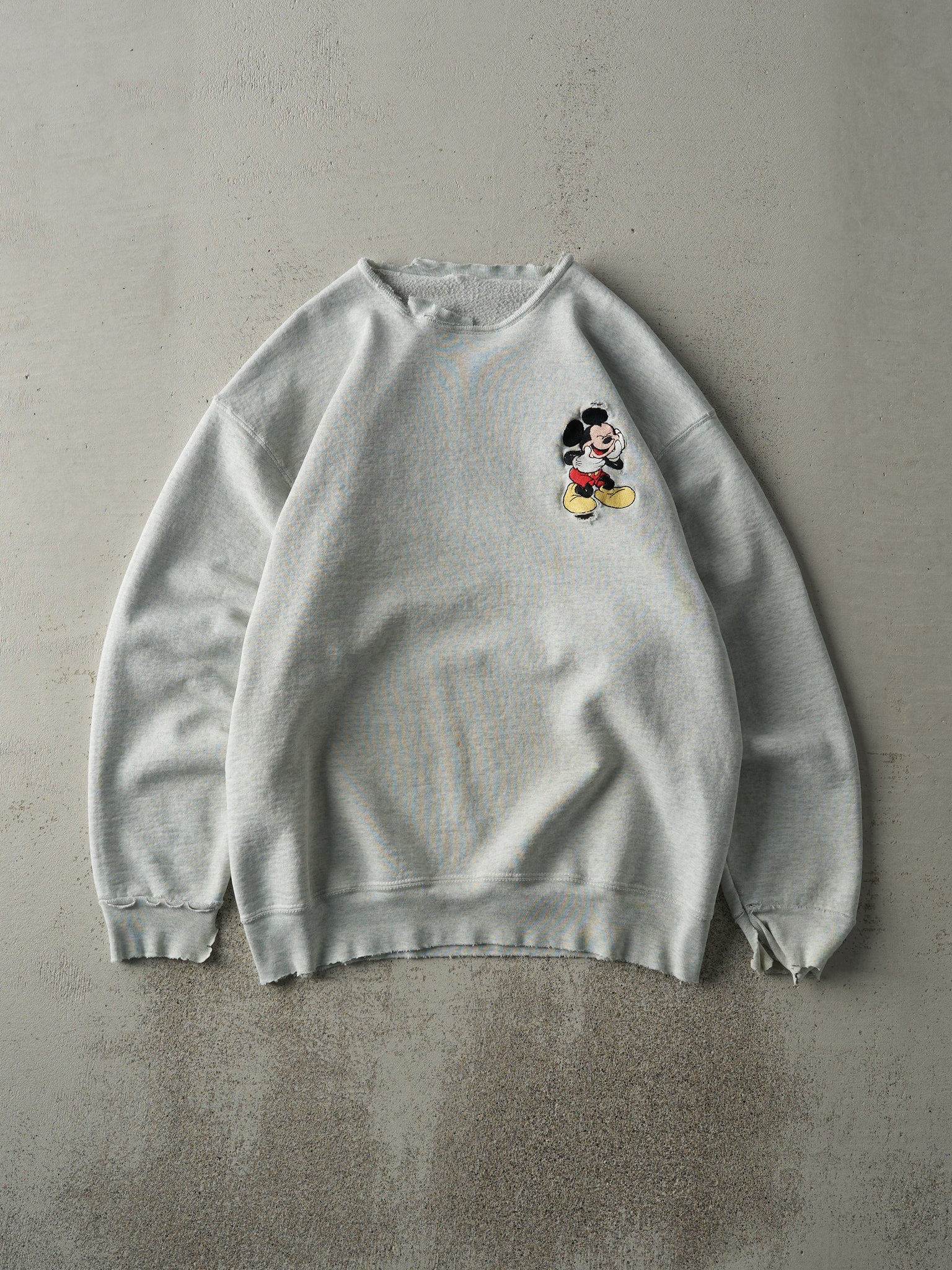 Vintage 94' Heather Grey Embroidered Mickey Mouse Crewneck (M/L)