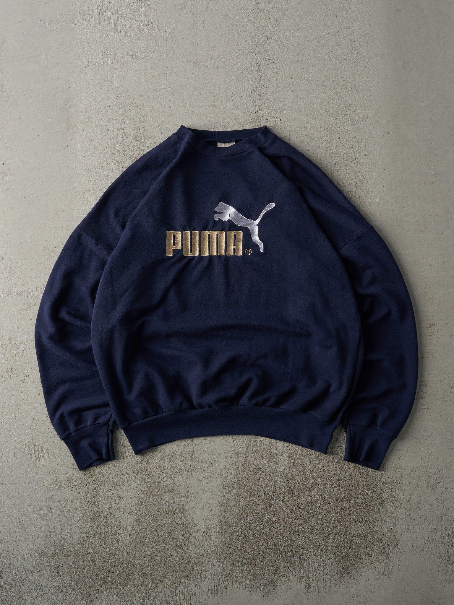 Vintage 90s Navy Blue Embroidered Puma Logo Crewneck (L)