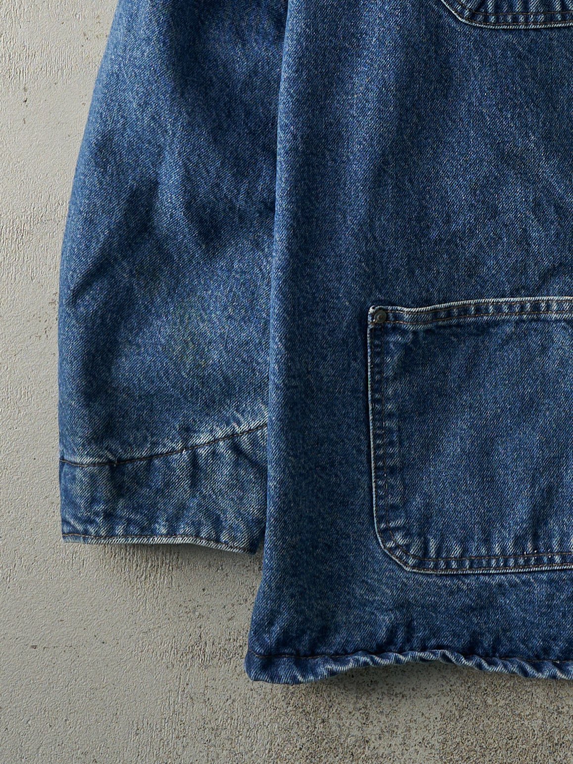 Vintage 90s Mid Wash Carhartt Blanked Lined Chore Denim Jacket (L)