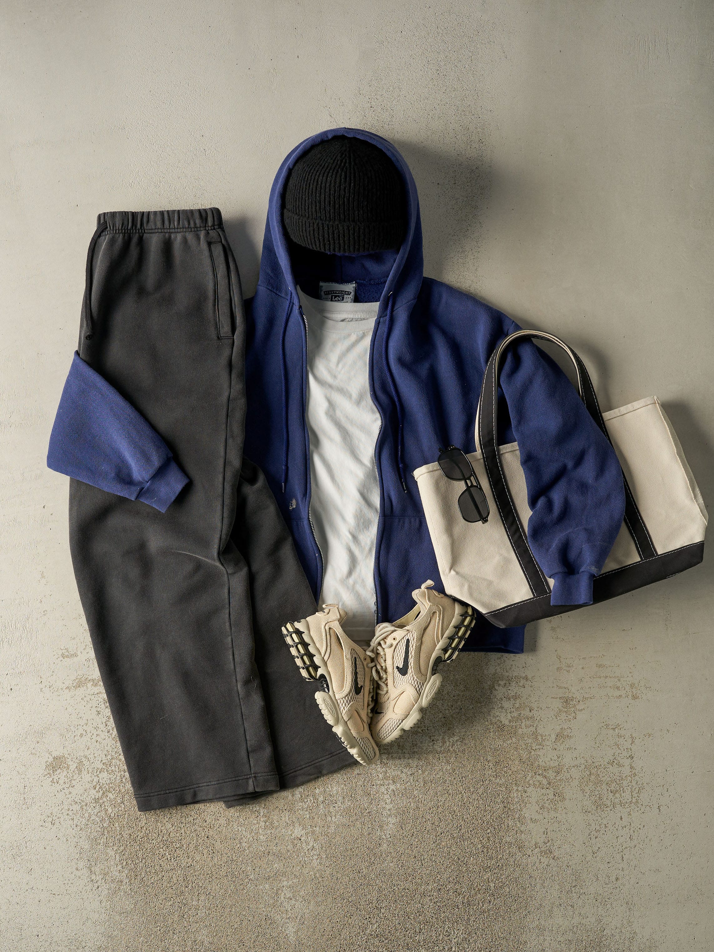 Vintage 90s Royal Blue Blank Zip Up Hoodie (S/M)
