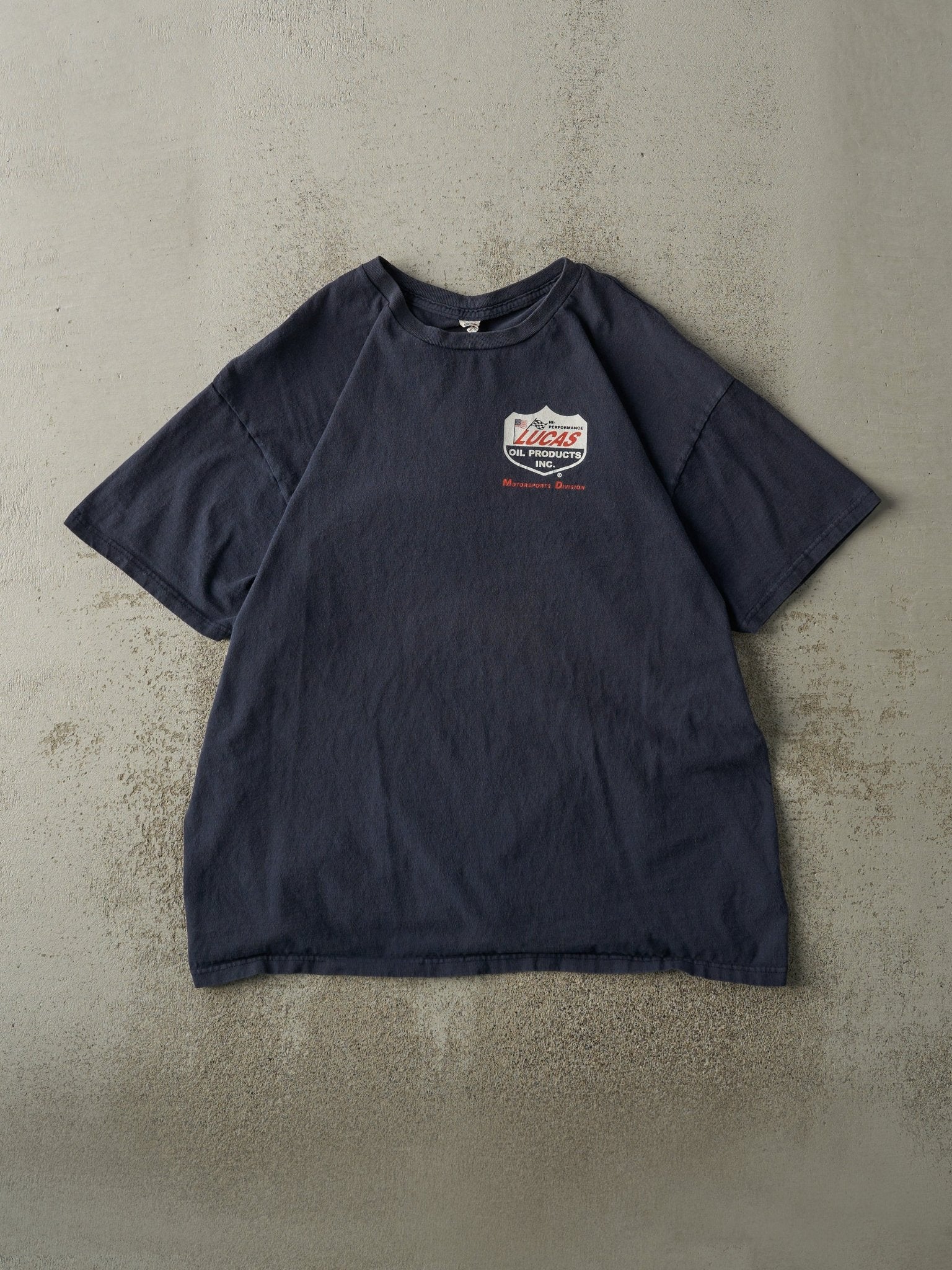 Vintage Y2K Navy Blue Lucas Oil Tee (L/XL)