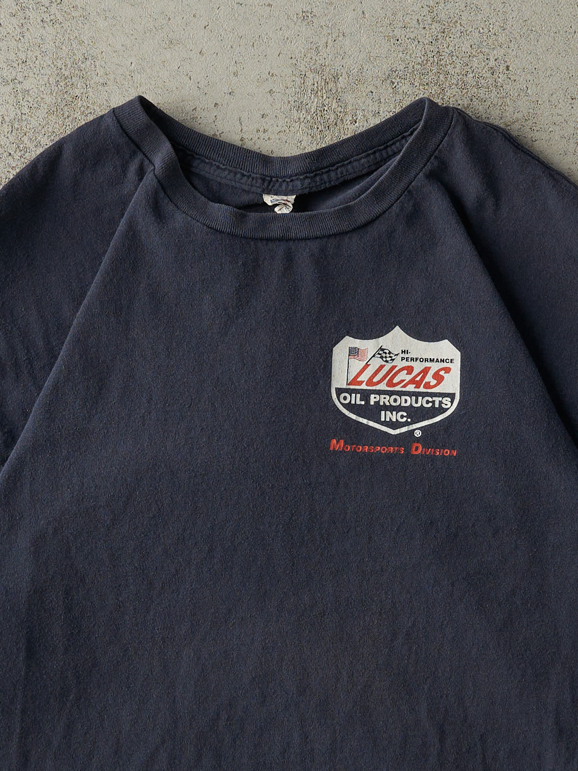 Vintage Y2K Navy Blue Lucas Oil Tee (L/XL)