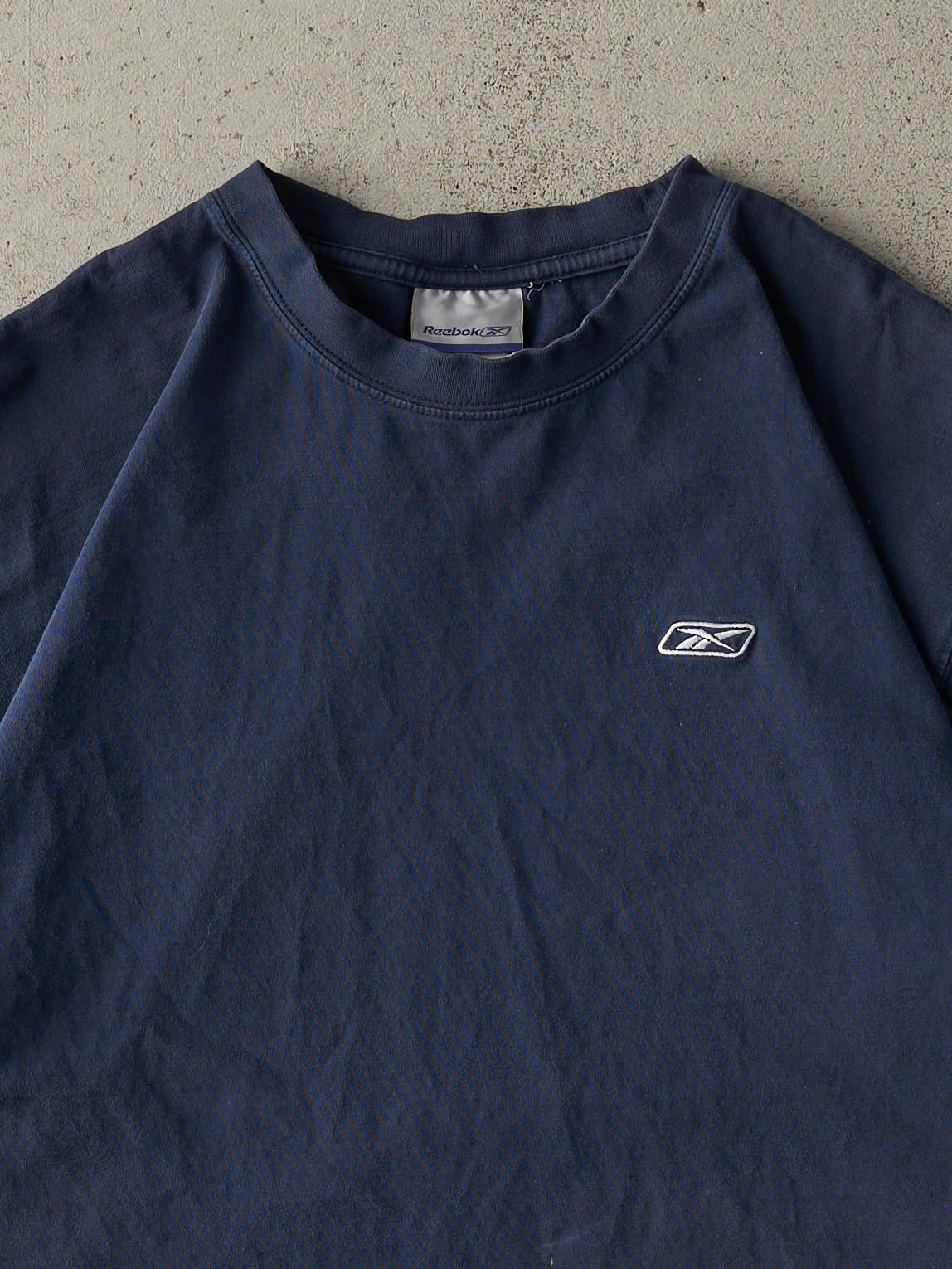 Vintage Y2K Navy Blue Embroidered Reebok Logo Tee (M)