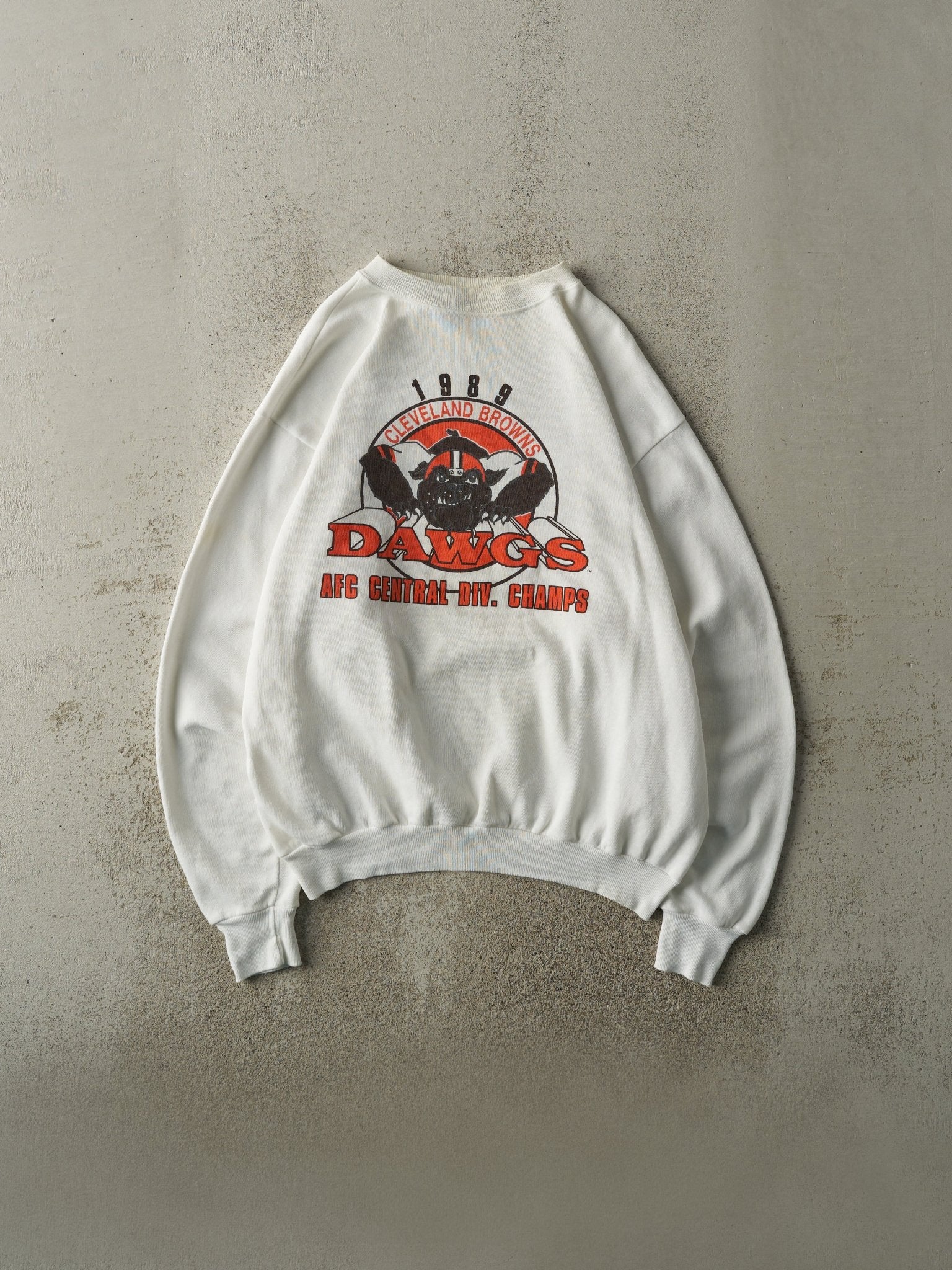 Vintage 89' White Cleveland Browns AFC Champions Crewneck (L/XL)