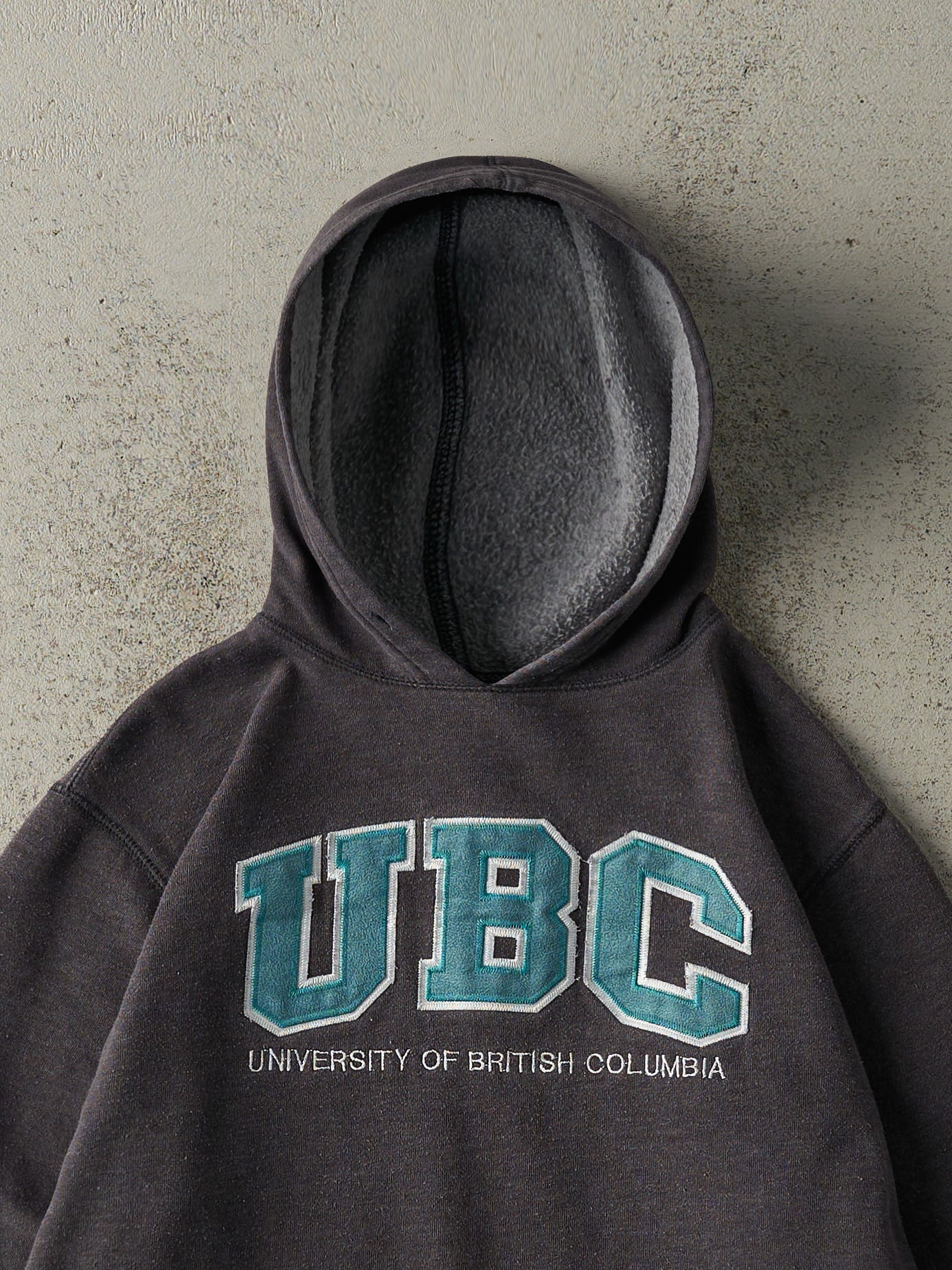 Vintage Y2K Charcoal Grey Embroidered UBC Hoodie (S/M)