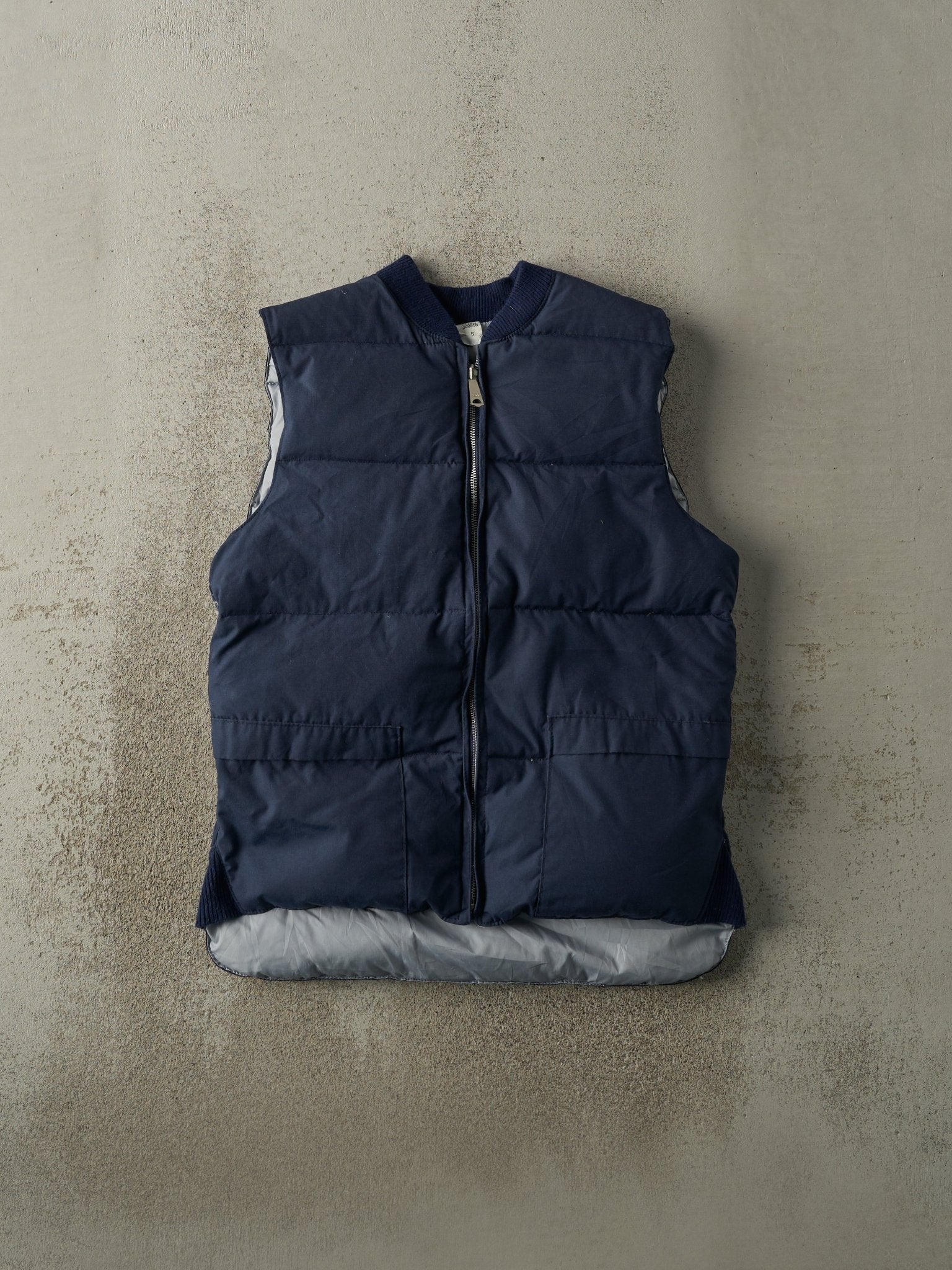 Vintage 80s Navy Blue & Grey Reversible Puffer Vest (M/L)