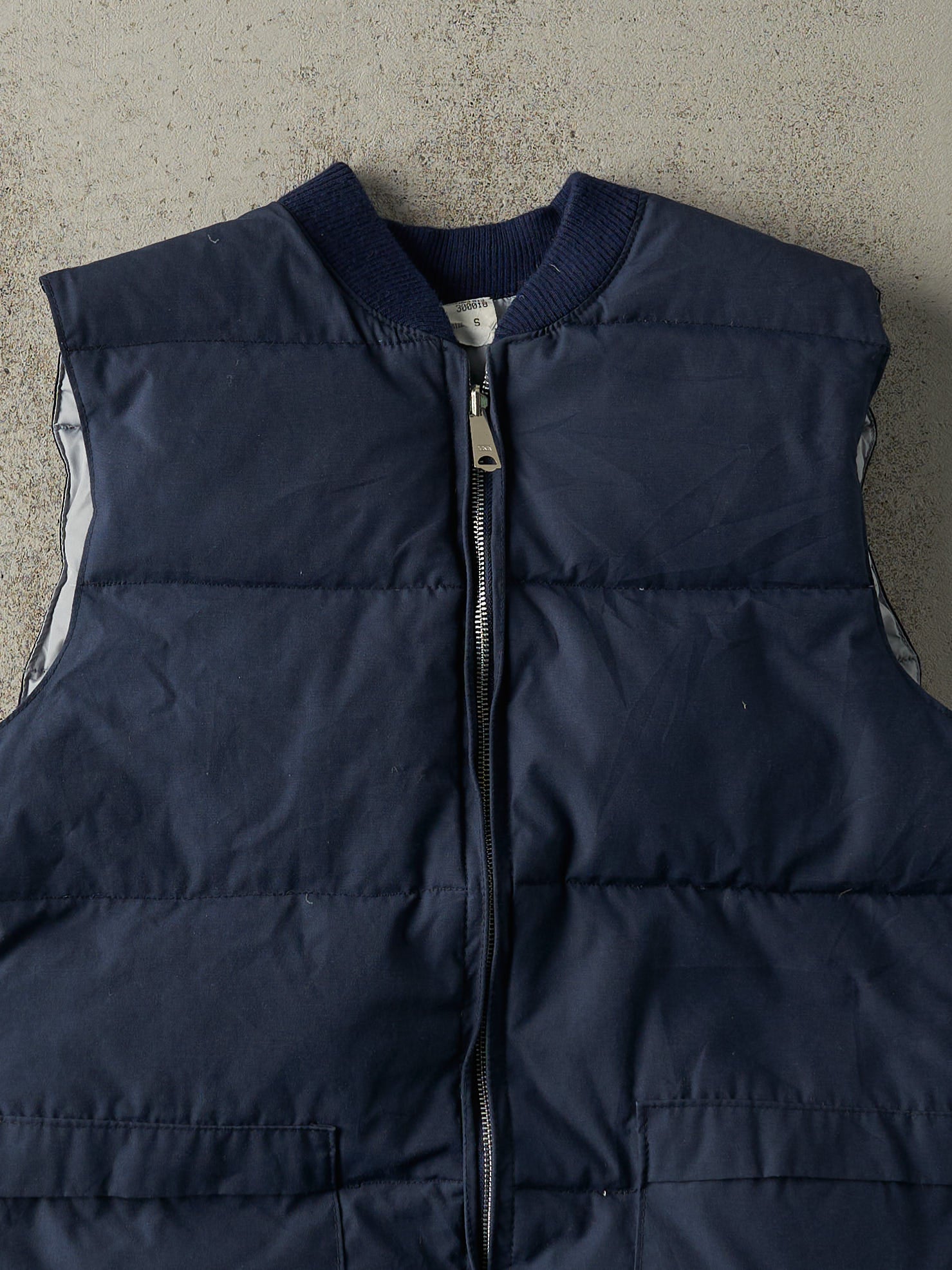 Vintage 80s Navy Blue & Grey Reversible Puffer Vest (M/L)