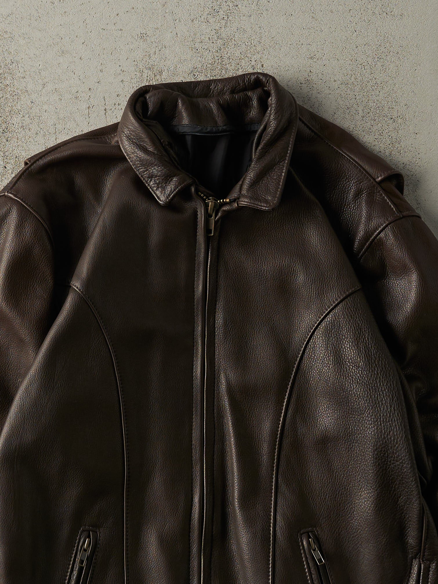 Vintage 90s Brown Leather Jacket (M)