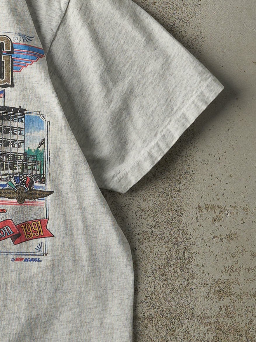 Vintage 91' Heather Grey 75th Indianapolis 500 Racing Tee (M)