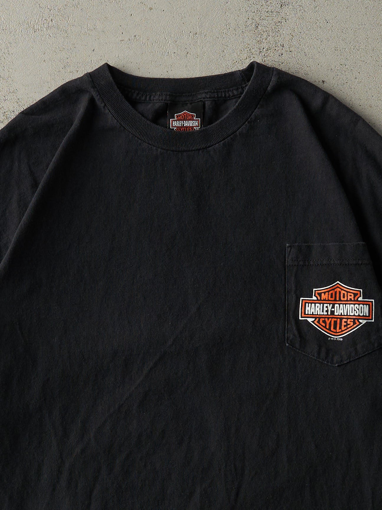 Vintage 09' Black Grand Island, NE Harley Davidson Pocket Tee (XL)