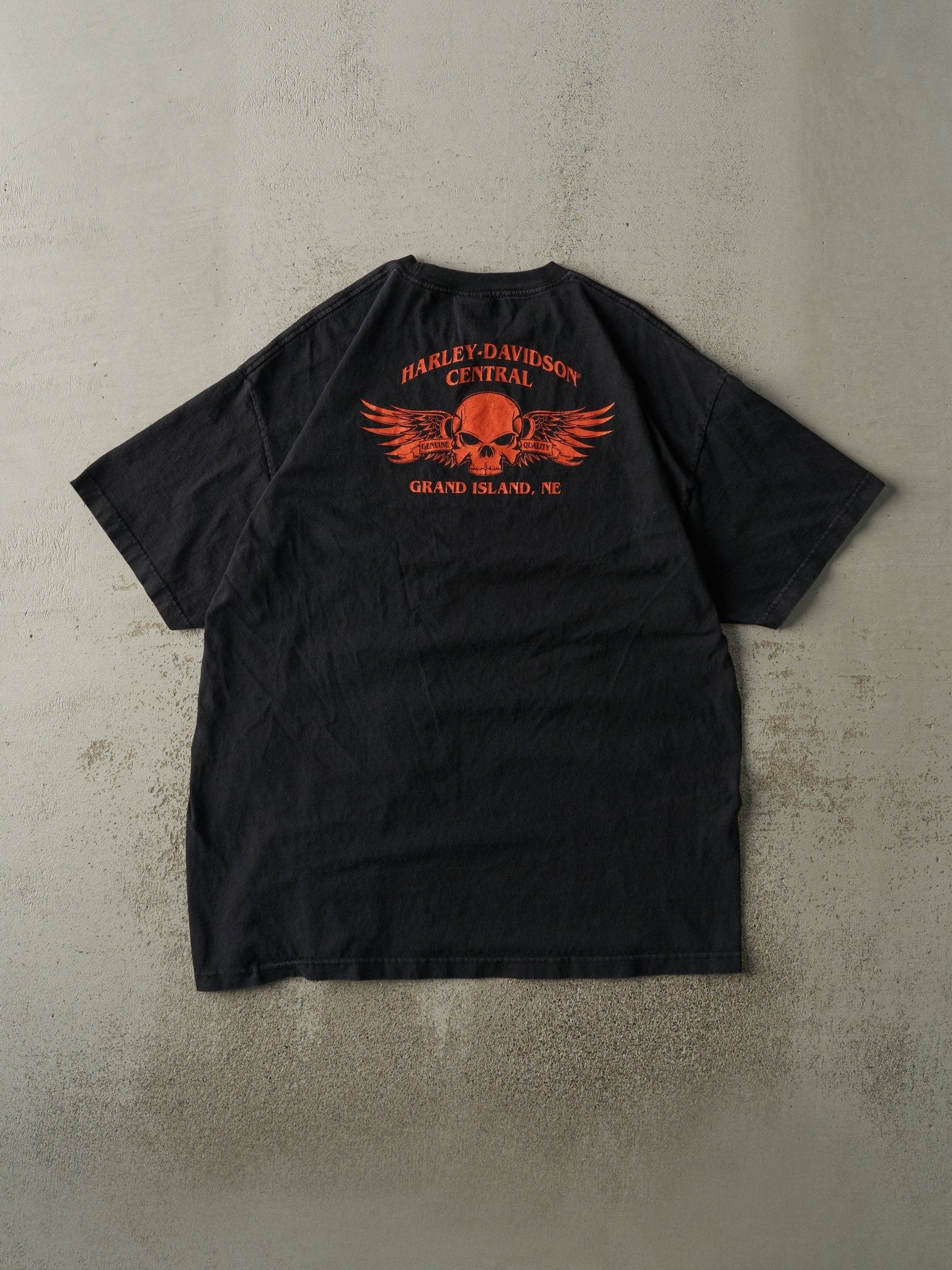 Vintage 09' Black Grand Island, NE Harley Davidson Pocket Tee (XL)