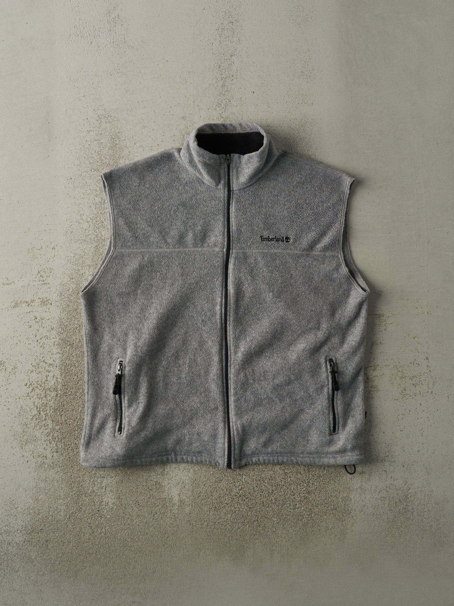 Vintage 90s Grey Timberland Embroidered Fleece Vest (XL/XXL)