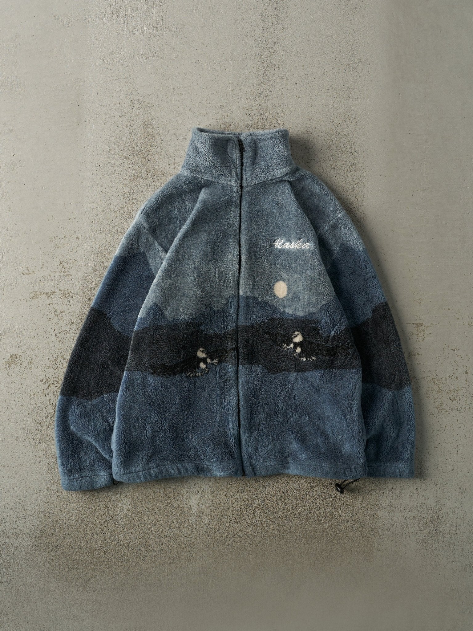 Vintage 90s Navy Blue Alaska Zip Up Sherpa Jacket (M)