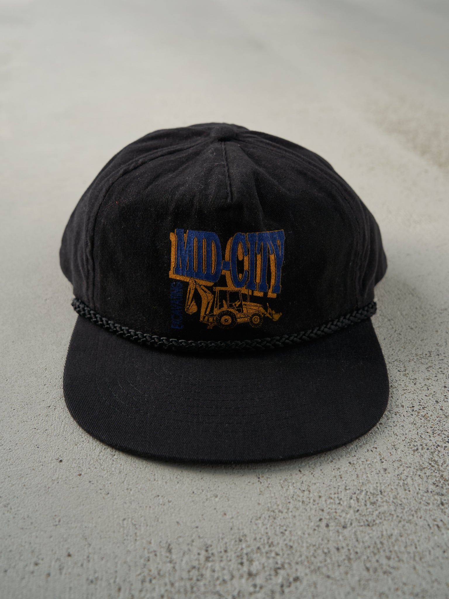 Vintage 90s Black Mid-City Excavating Snapback Hat