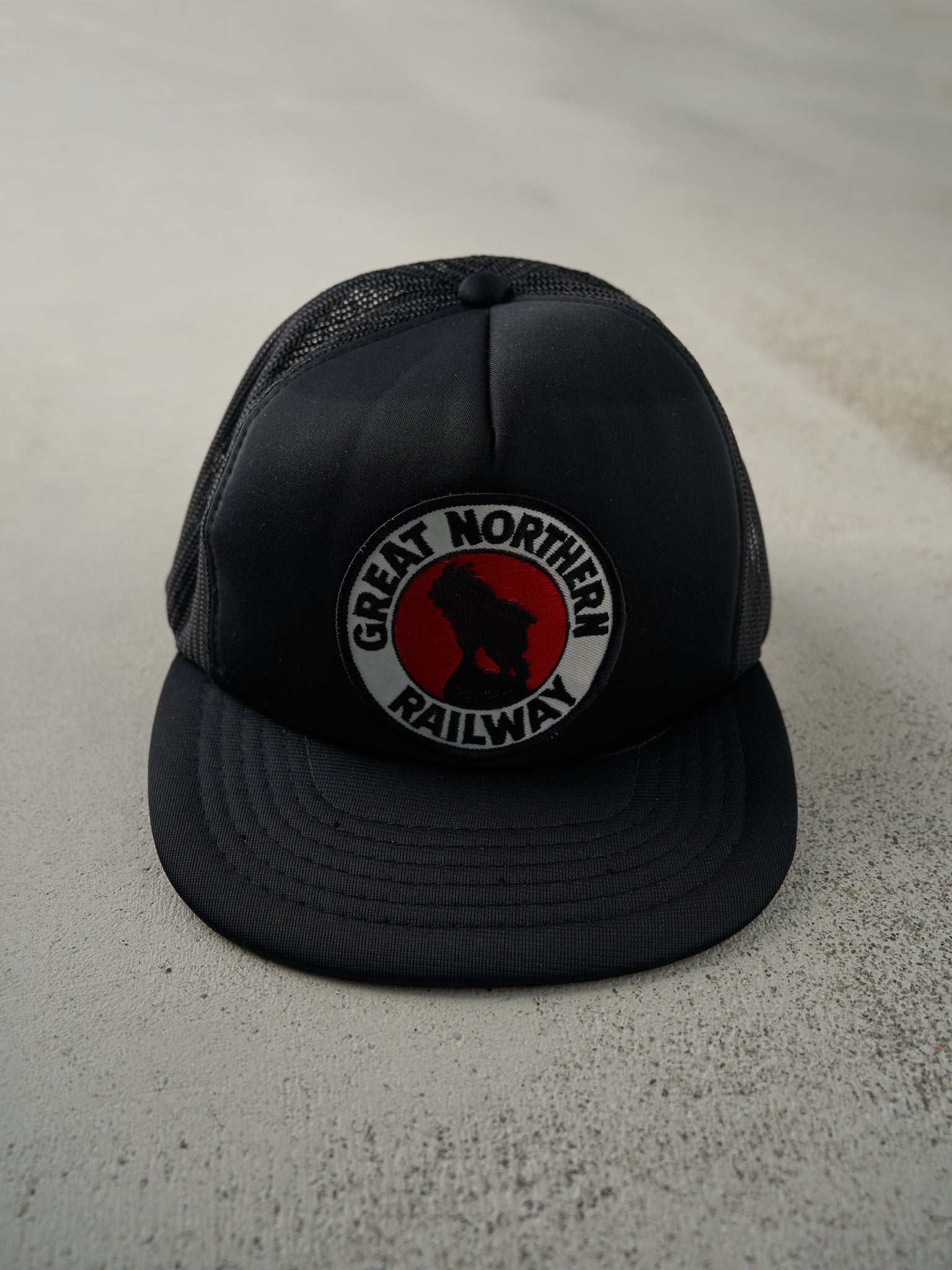 Vintage 90s Black Great Northern Railway Foam Trucker Hat